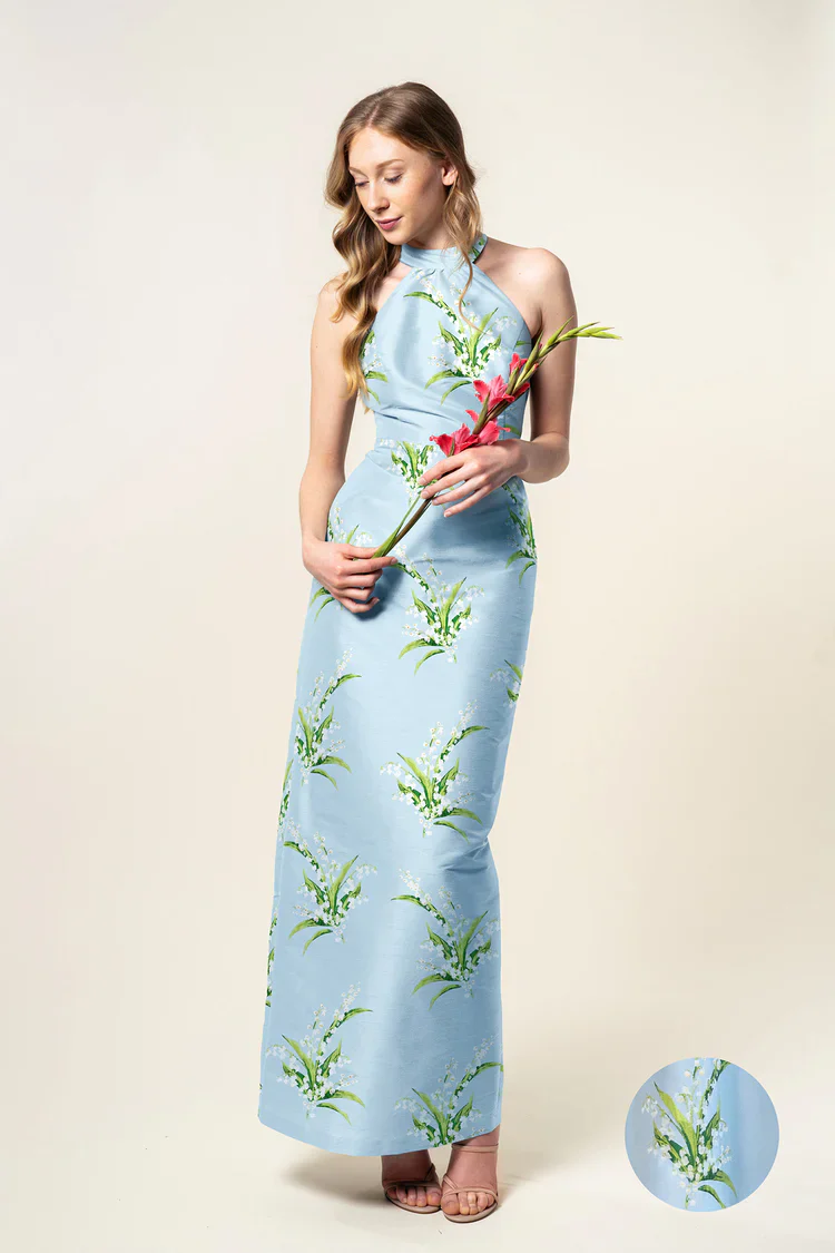 Abby Bodice with Straight Skirt in Lily of the Valley Jacquard - Image 2
