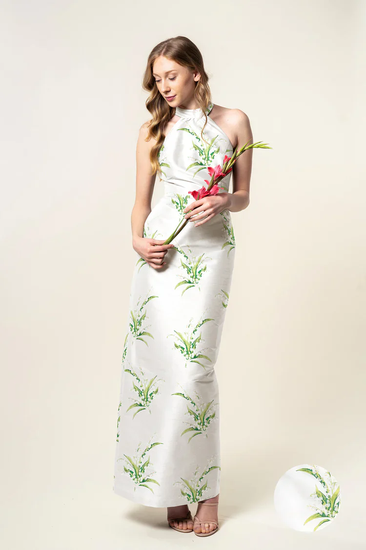 Abby Bodice with Straight Skirt in Lily of the Valley Jacquard - Image 3