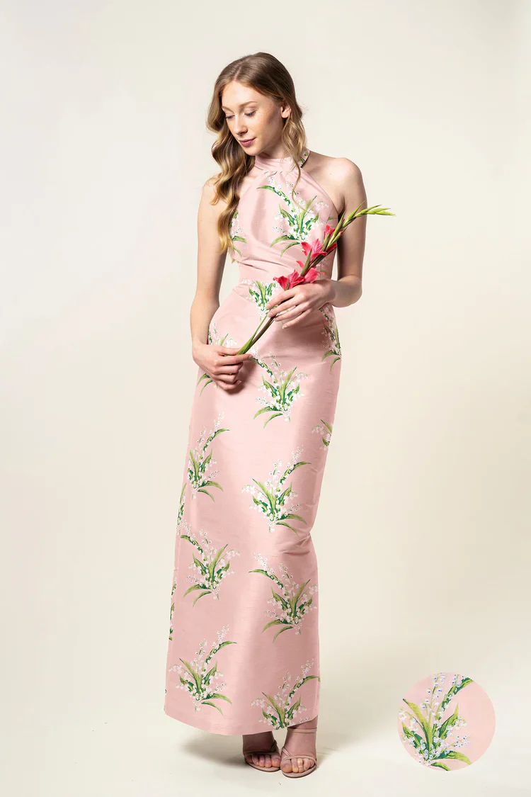 Abby Bodice with Straight Skirt in Lily of the Valley Jacquard - Image 4