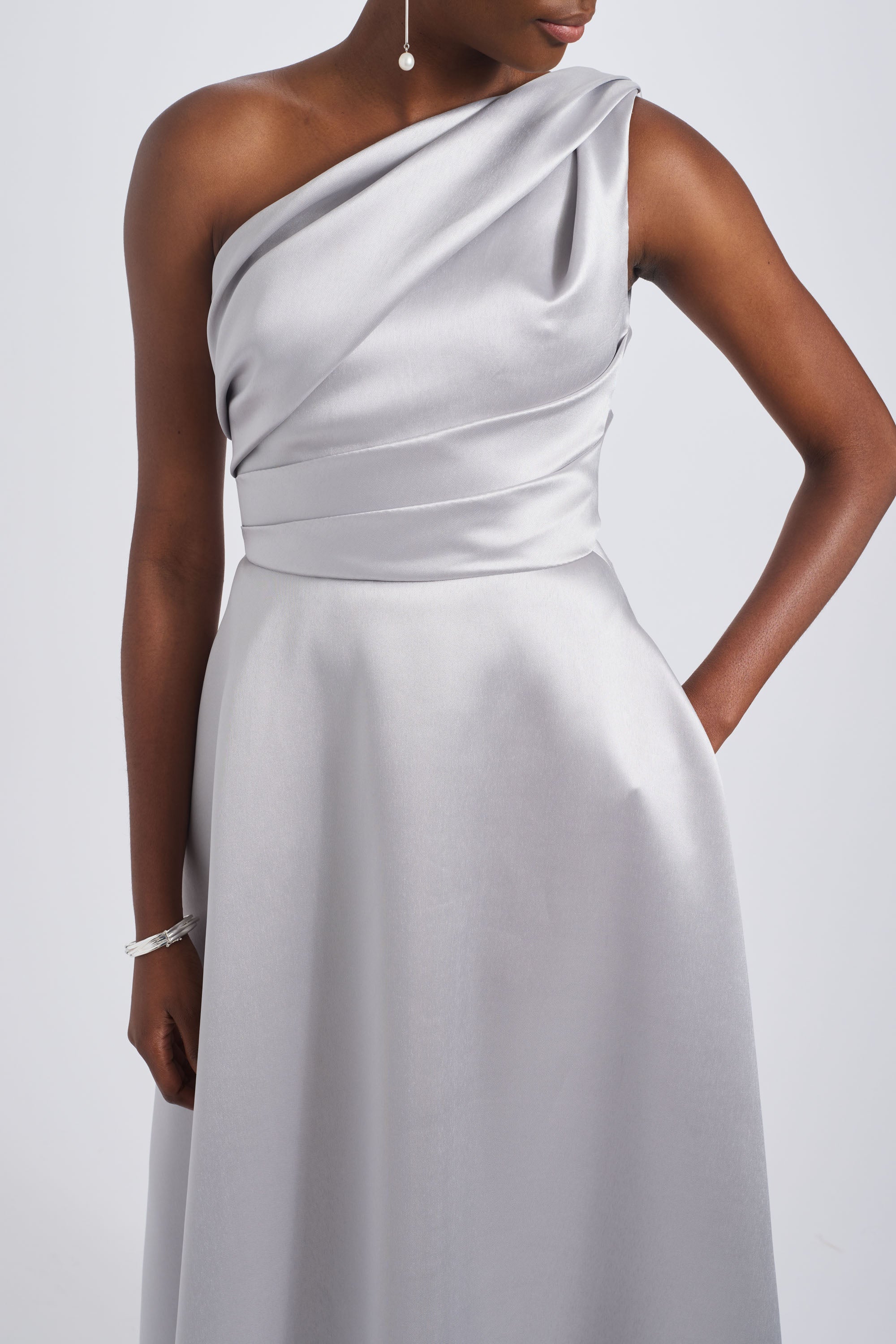 Amsale Evening One-Shoulder Mikado Gown P813M - Image 3