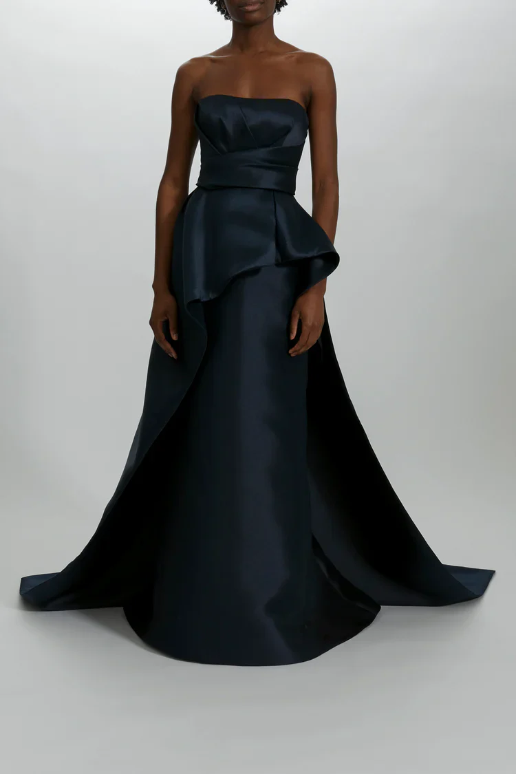 Amsale Evening Peplum Train Gown P457M