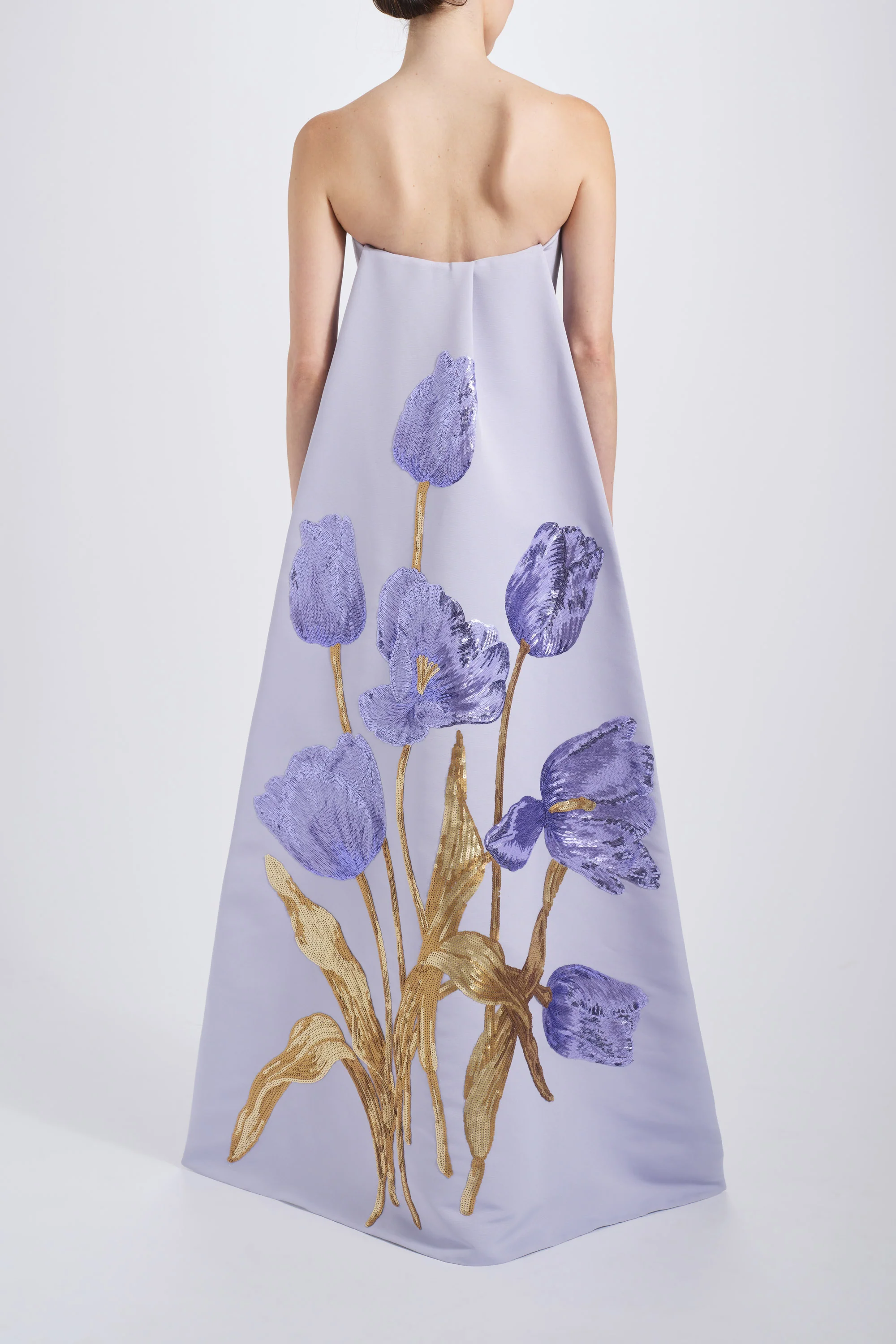 Amsale Evening Sequin Applique Column Dress P814A in Lilac - Image 4