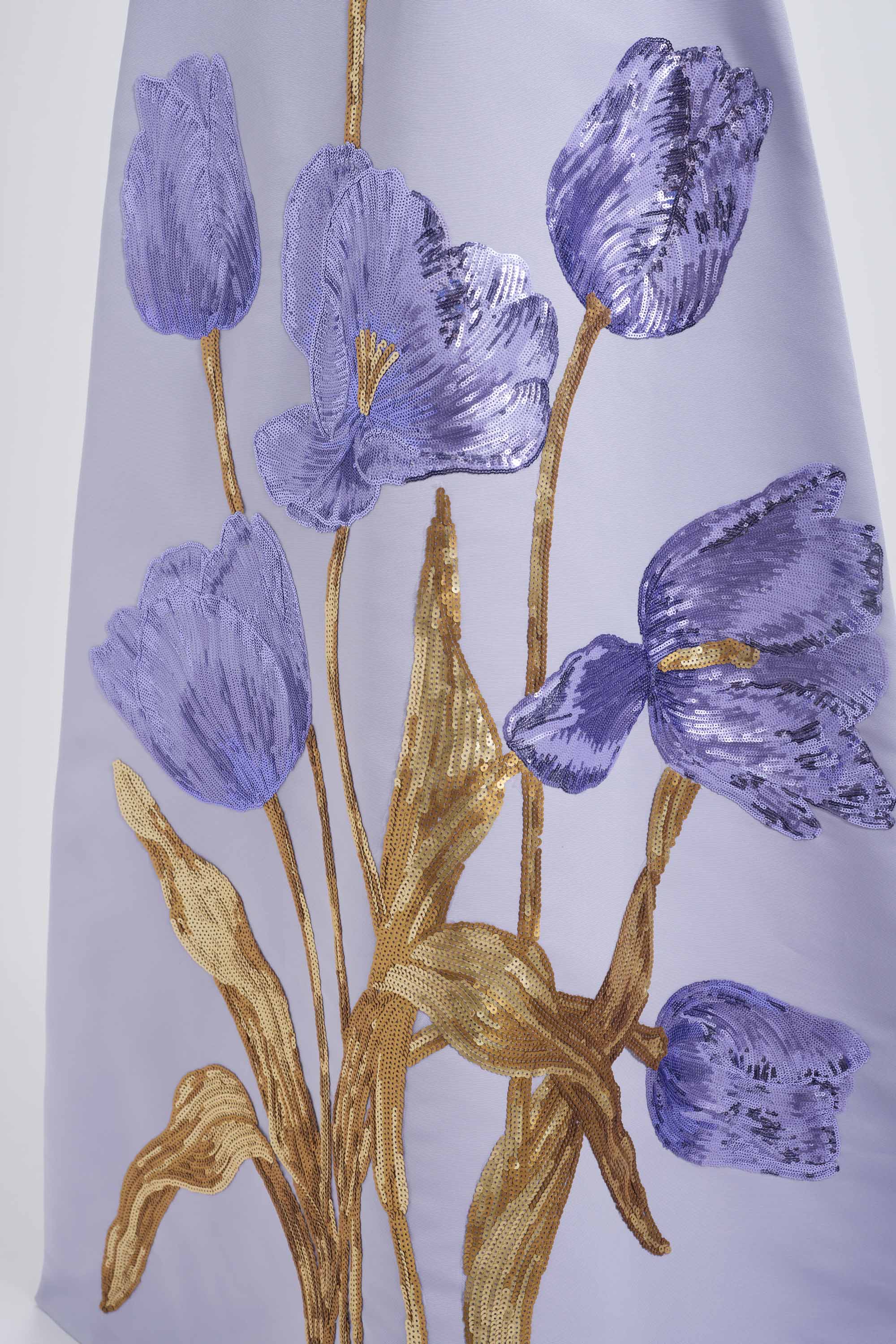 Amsale Evening Sequin Applique Midi Dress P820A in Lilac - Image 2