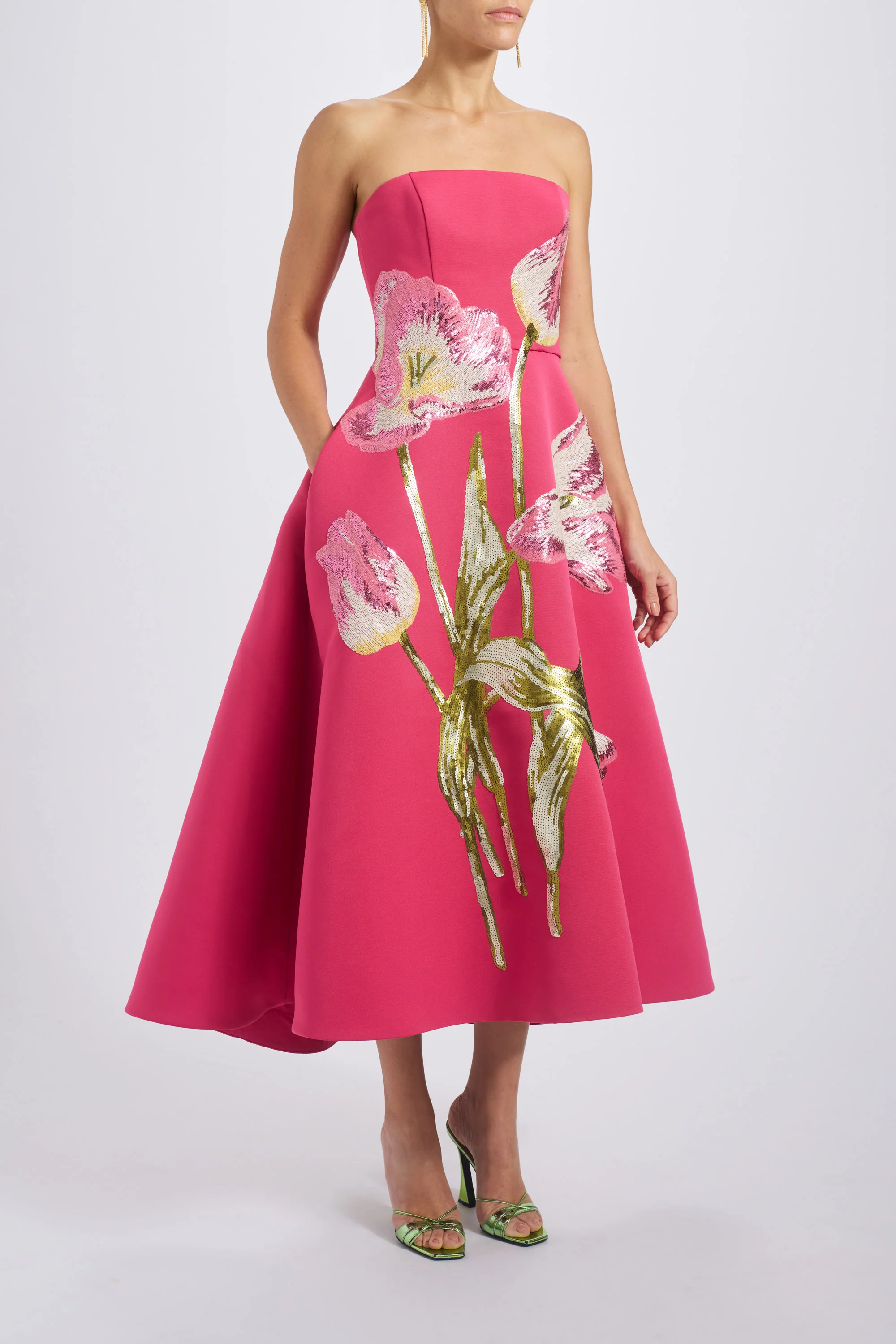 Amsale Evening Sequin Applique Midi Dress P820A in Lilac - Image 4