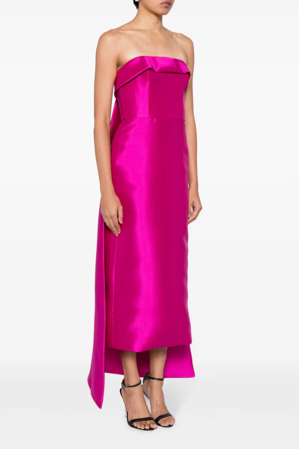 Amsale Evening Tea Length Dress with Watteau P623