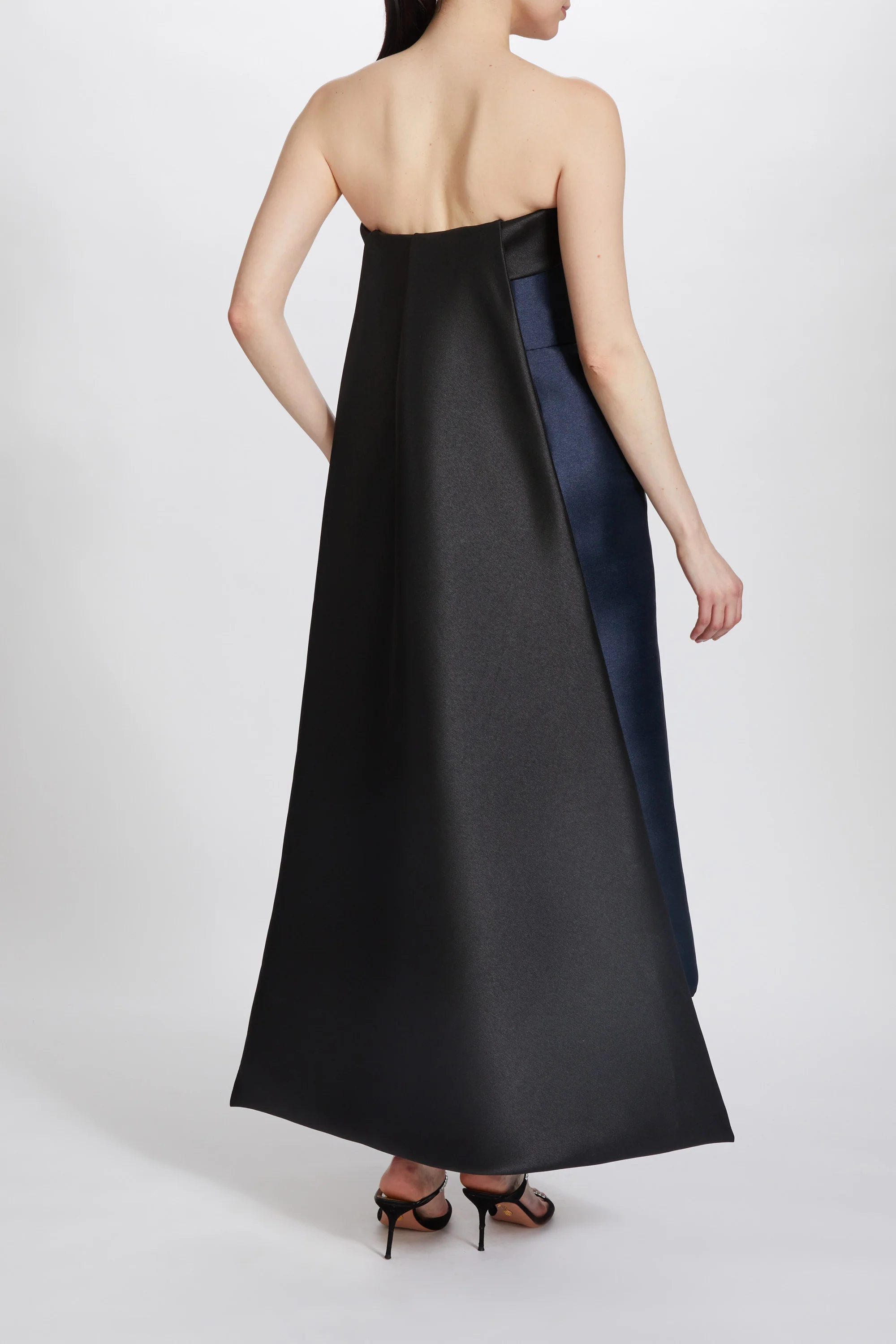 Amsale Evening Tea Length Dress with Watteau P627 - Image 2