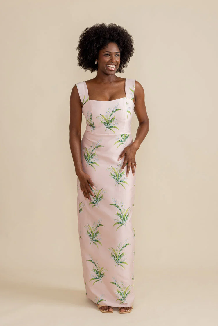 Beckett Bodice with Straight Skirt in Lily of the Valley Jacquard