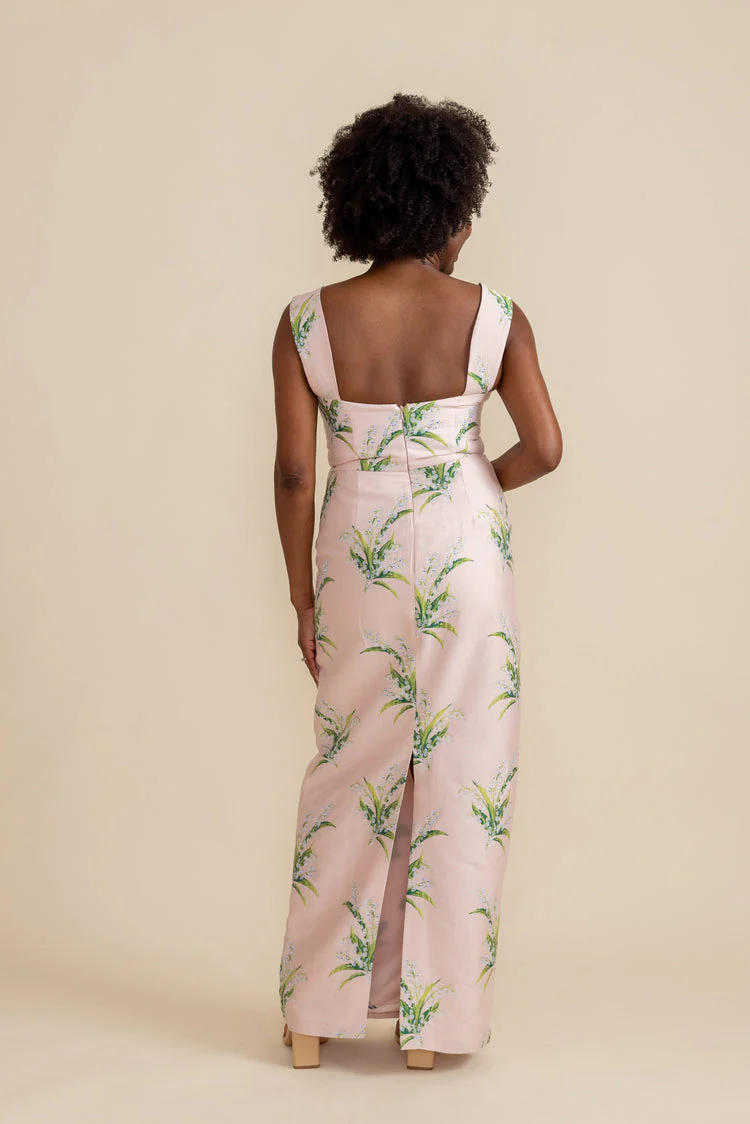 Beckett Bodice with Straight Skirt in Lily of the Valley Jacquard - Image 2