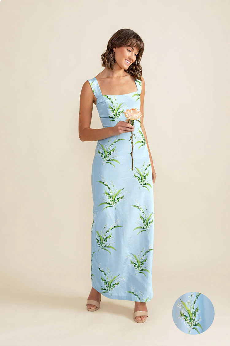 Beckett Bodice with Straight Skirt in Lily of the Valley Jacquard - Image 4