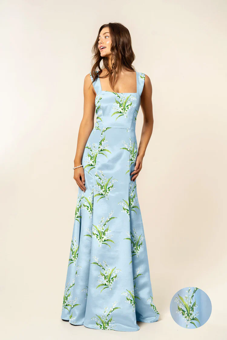Beckett Bodice with Trumpet Skirt in Lily of the Valley Jacquard - Image 2