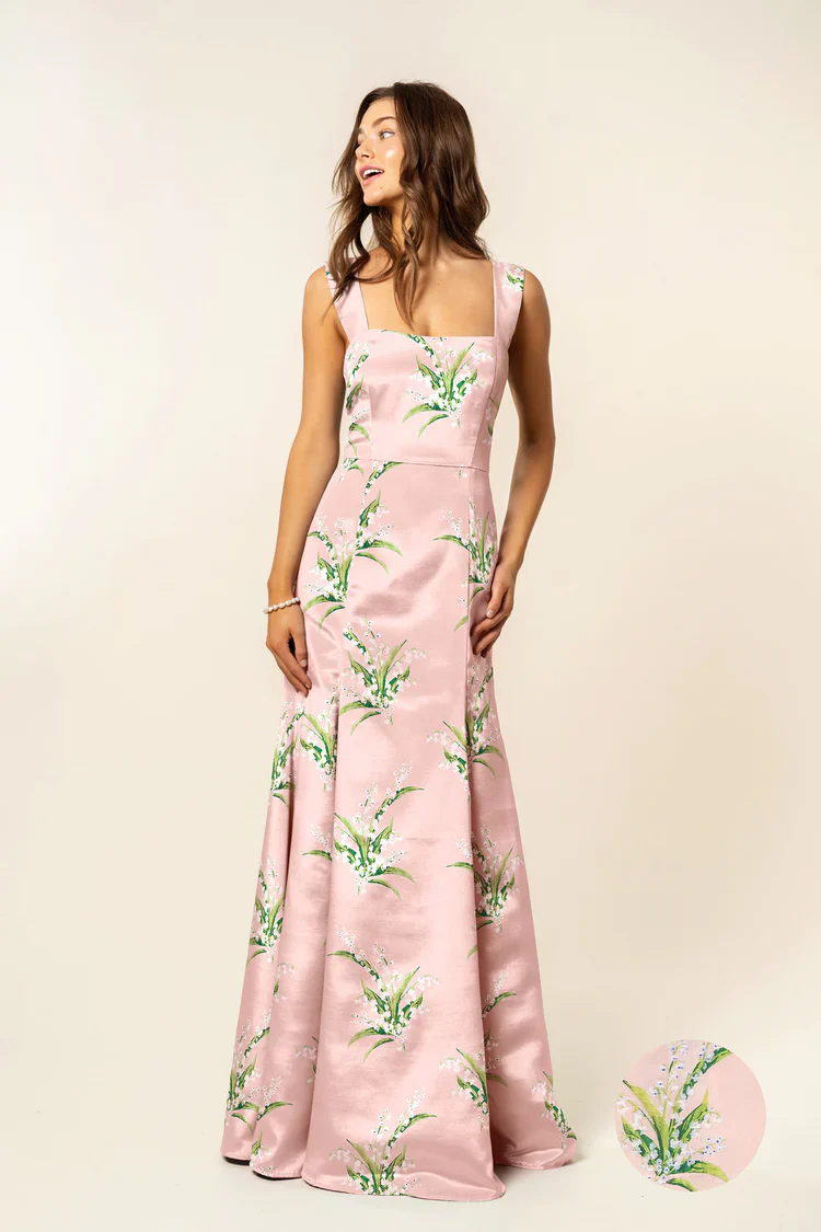 Beckett Bodice with Trumpet Skirt in Lily of the Valley Jacquard - Image 3
