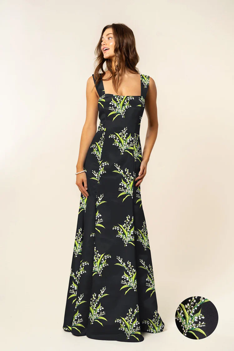Beckett Bodice with Trumpet Skirt in Lily of the Valley Jacquard - Image 4