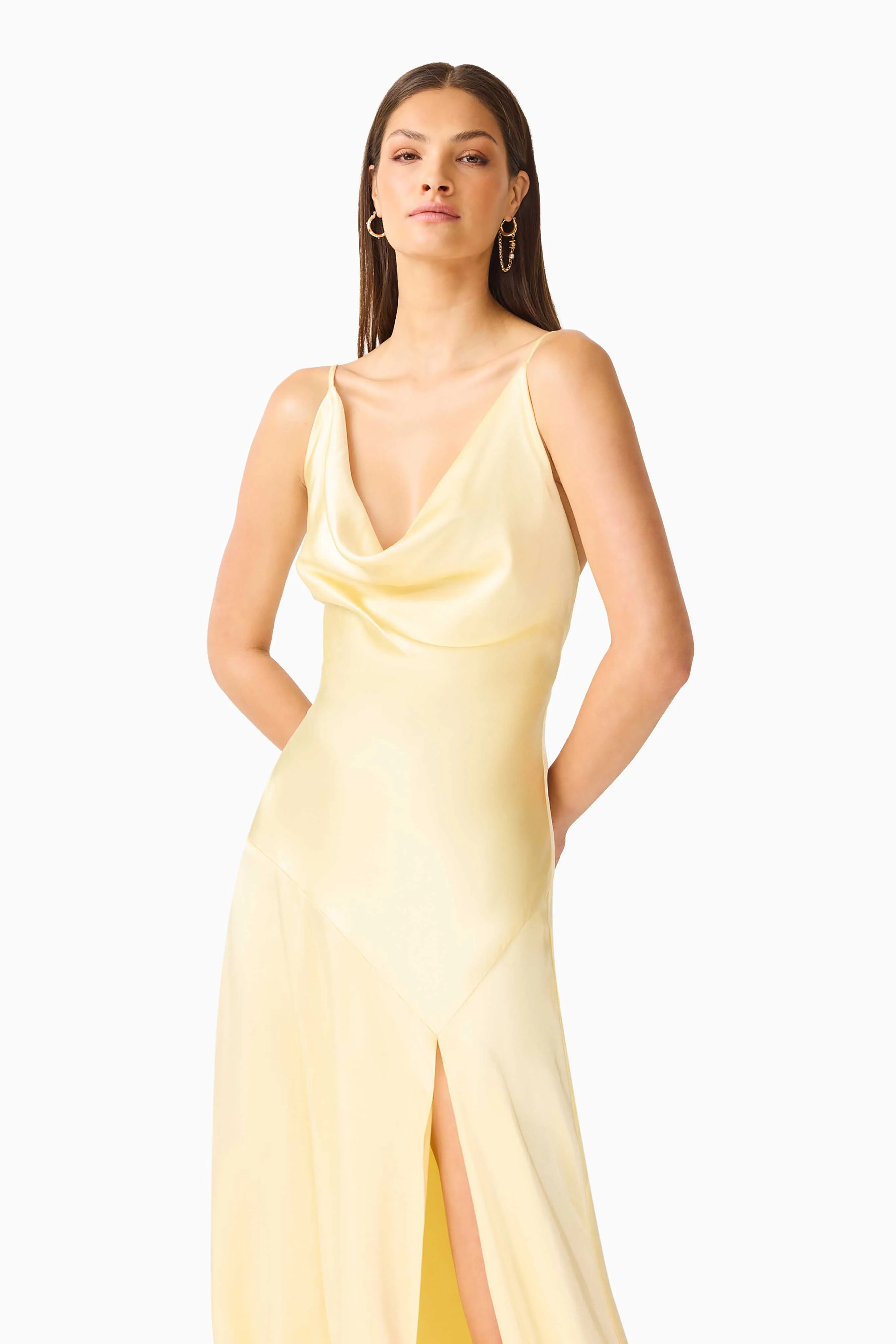 Clementine Cowl Neck Maxi Dress in Butter Yellow - Image 3