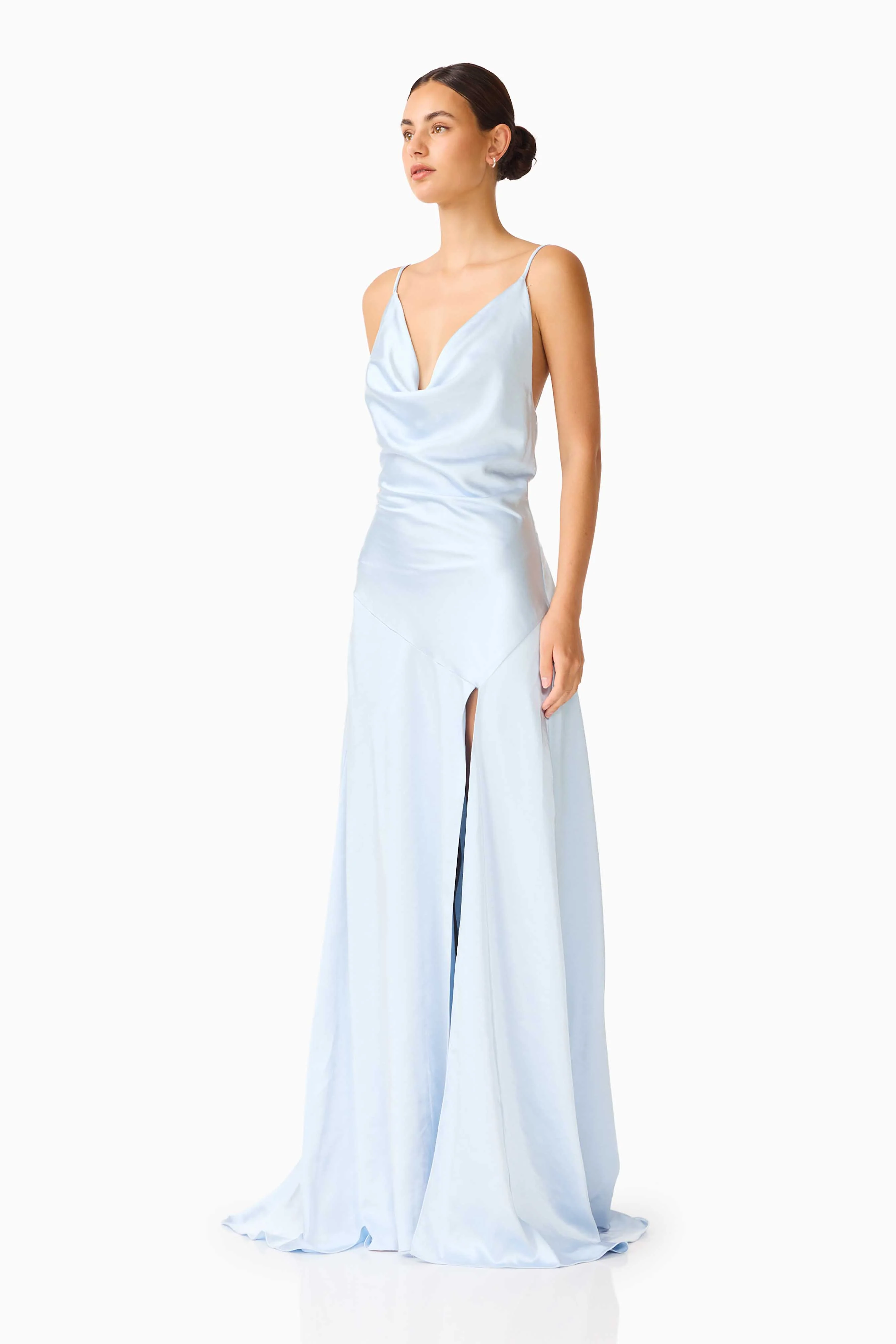 Clementine Cowl Neck Maxi Dress in Pale Blue - Image 6