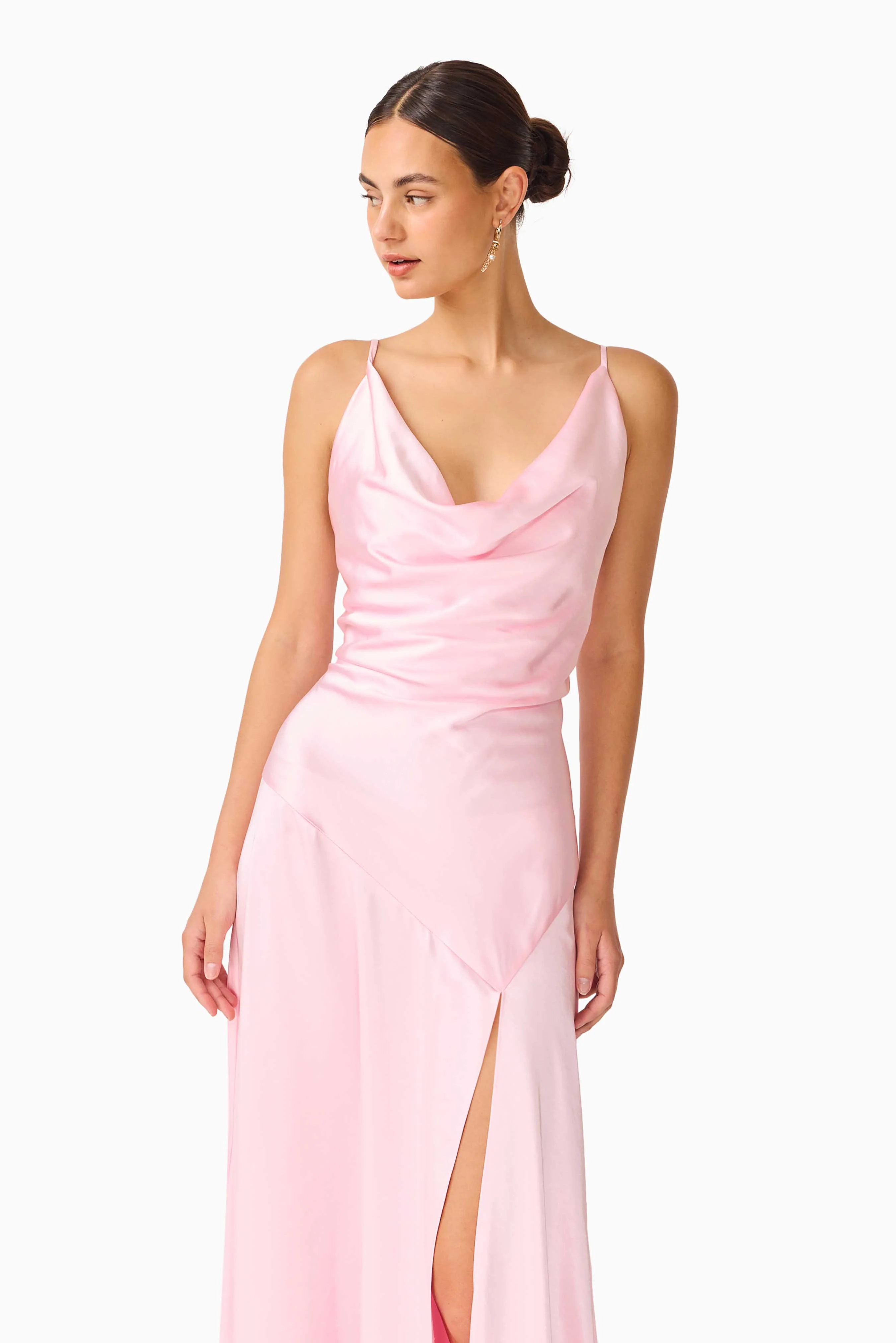 Clementine Cowl Neck Maxi Dress in Pale Pink - Image 4