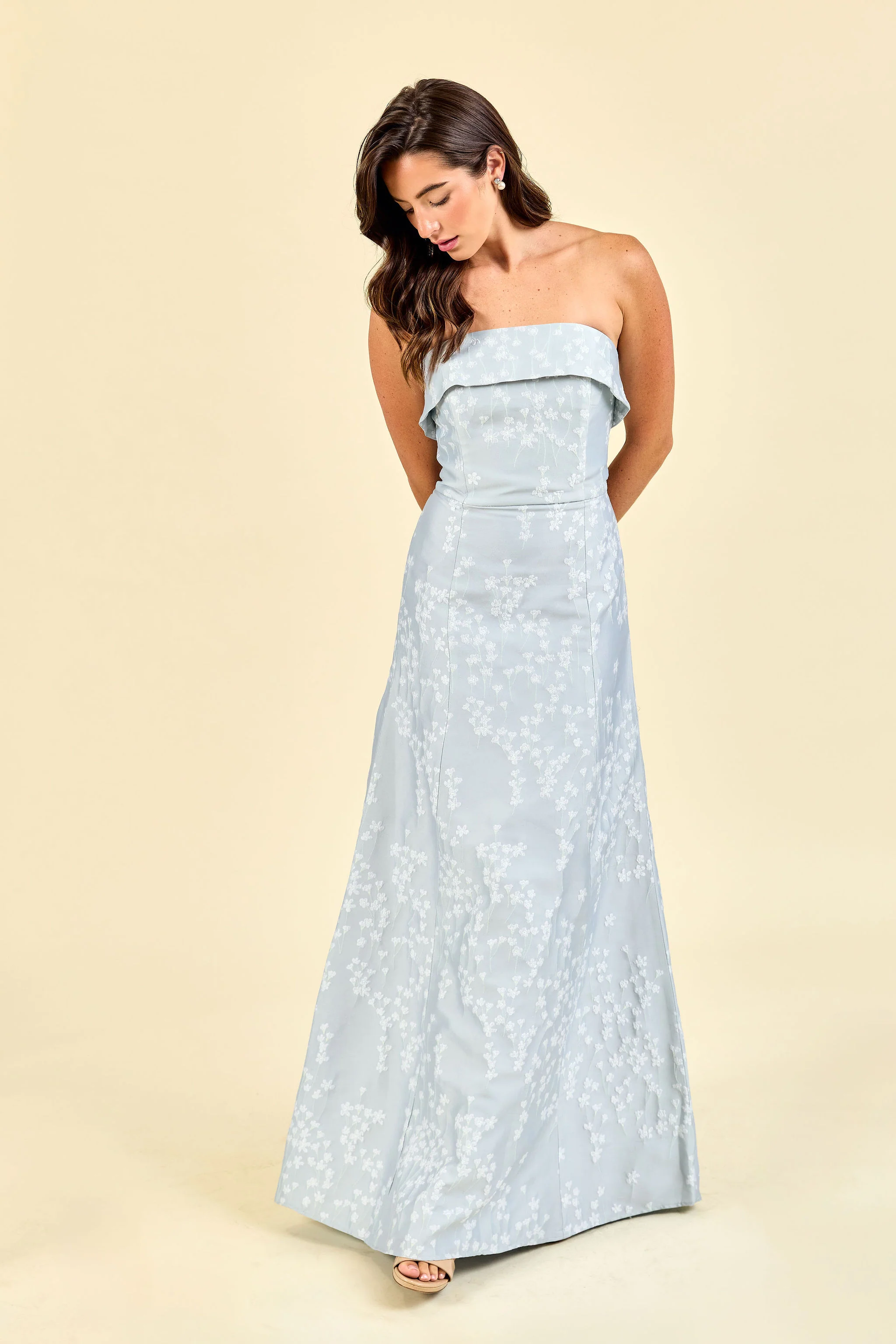 Eva Bodice with Flute Skirt in Garden Flora Jacquard