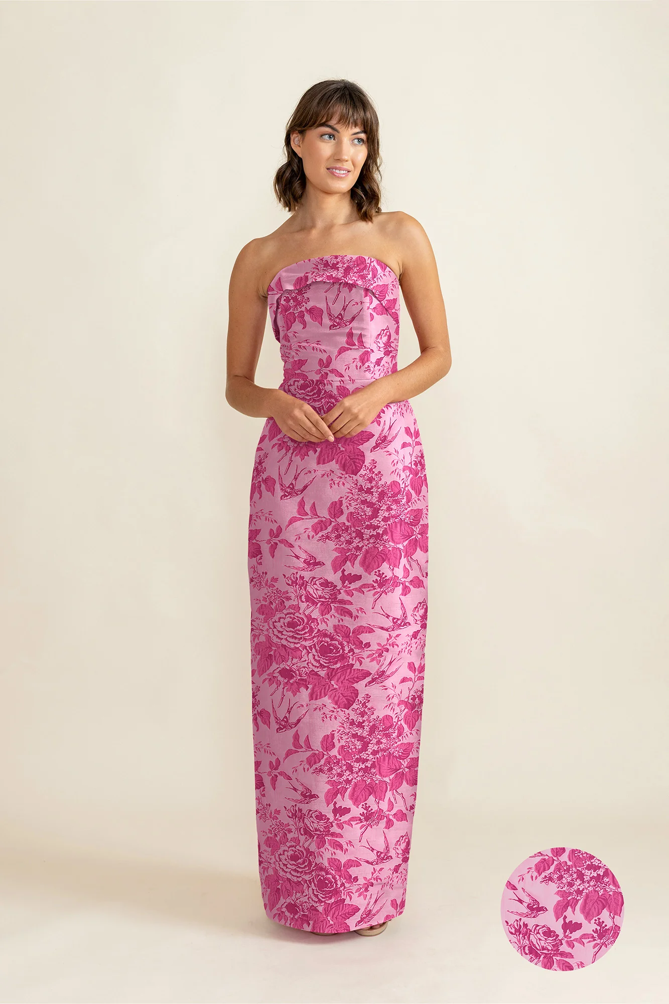 Eva Bodice with Straight Skirt in Garden Flora