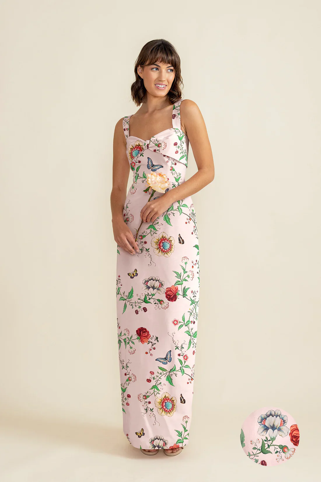 Grace Bodice with Straight Skirt Floor in Floral Vine Sateen - Image 3