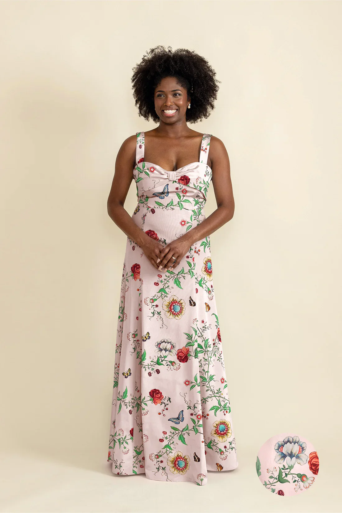 Grace Bodice with Trumpet Skirt Floor in Floral Vine Sateen - Image 3