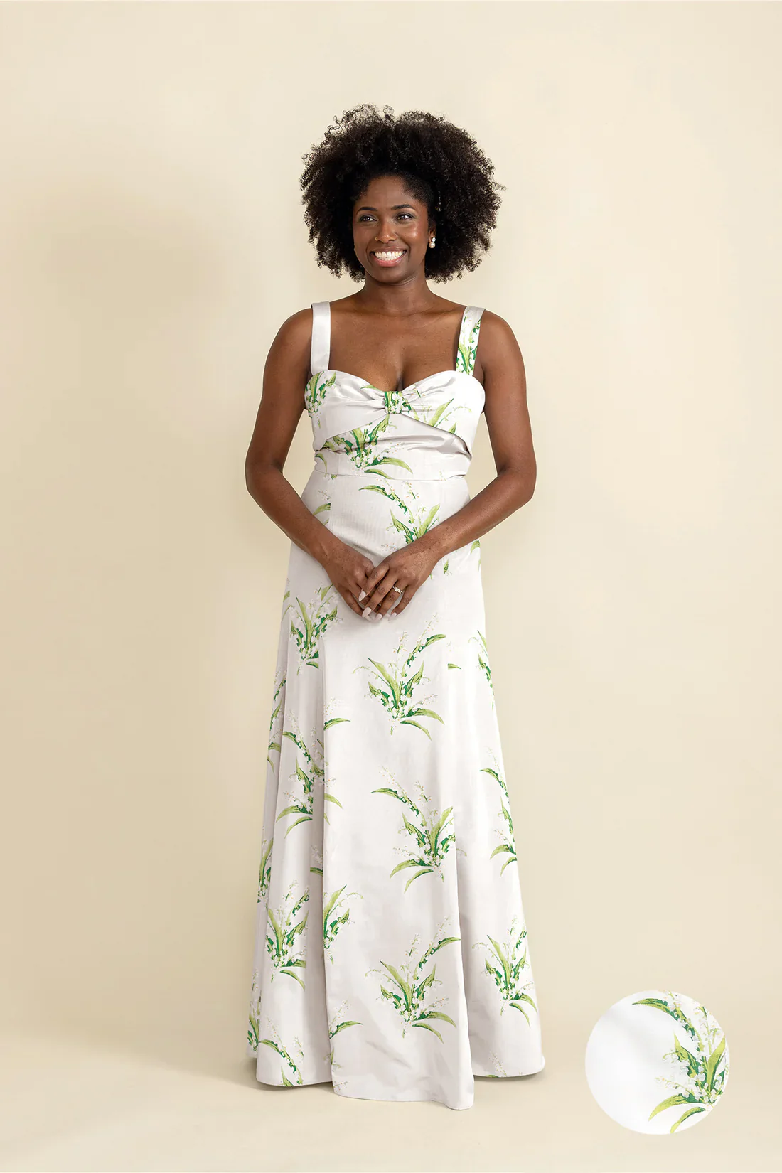 Grace Bodice with Trumpet Skirt in Lily of the Valley Jacquard