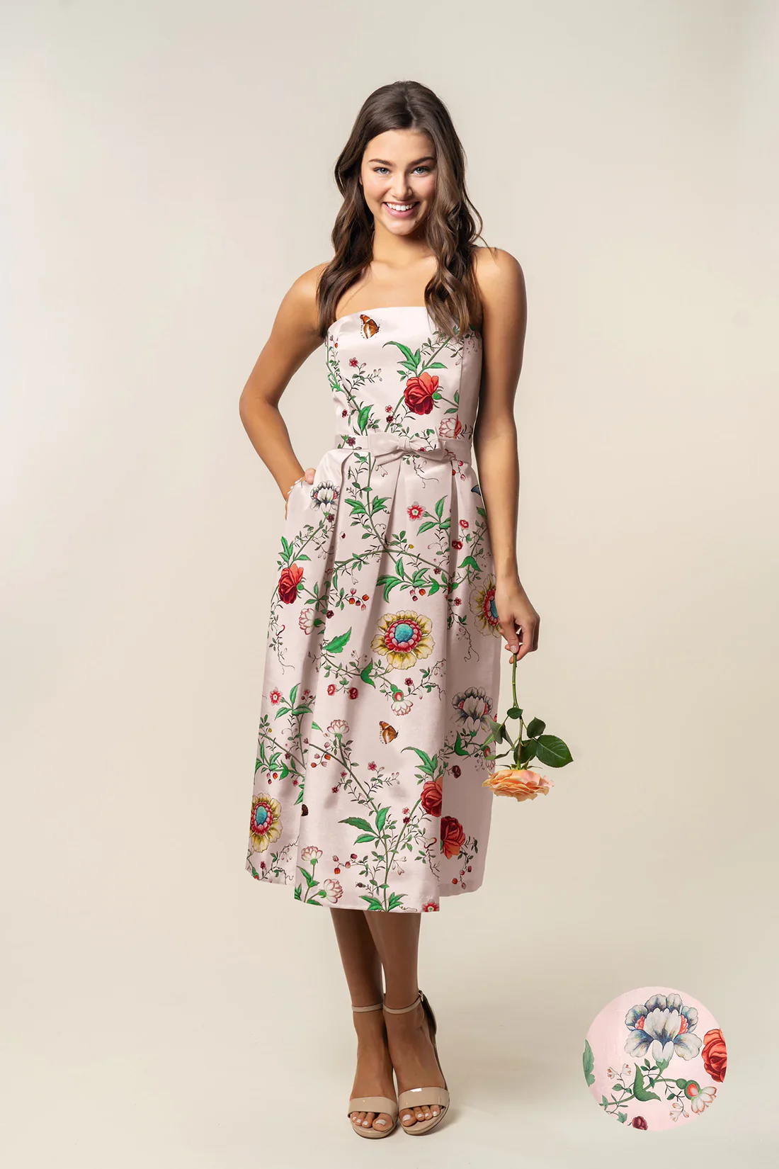 Hannah Bodice with Dahlia Skirt Midi in Floral Vine Sateen - Image 3