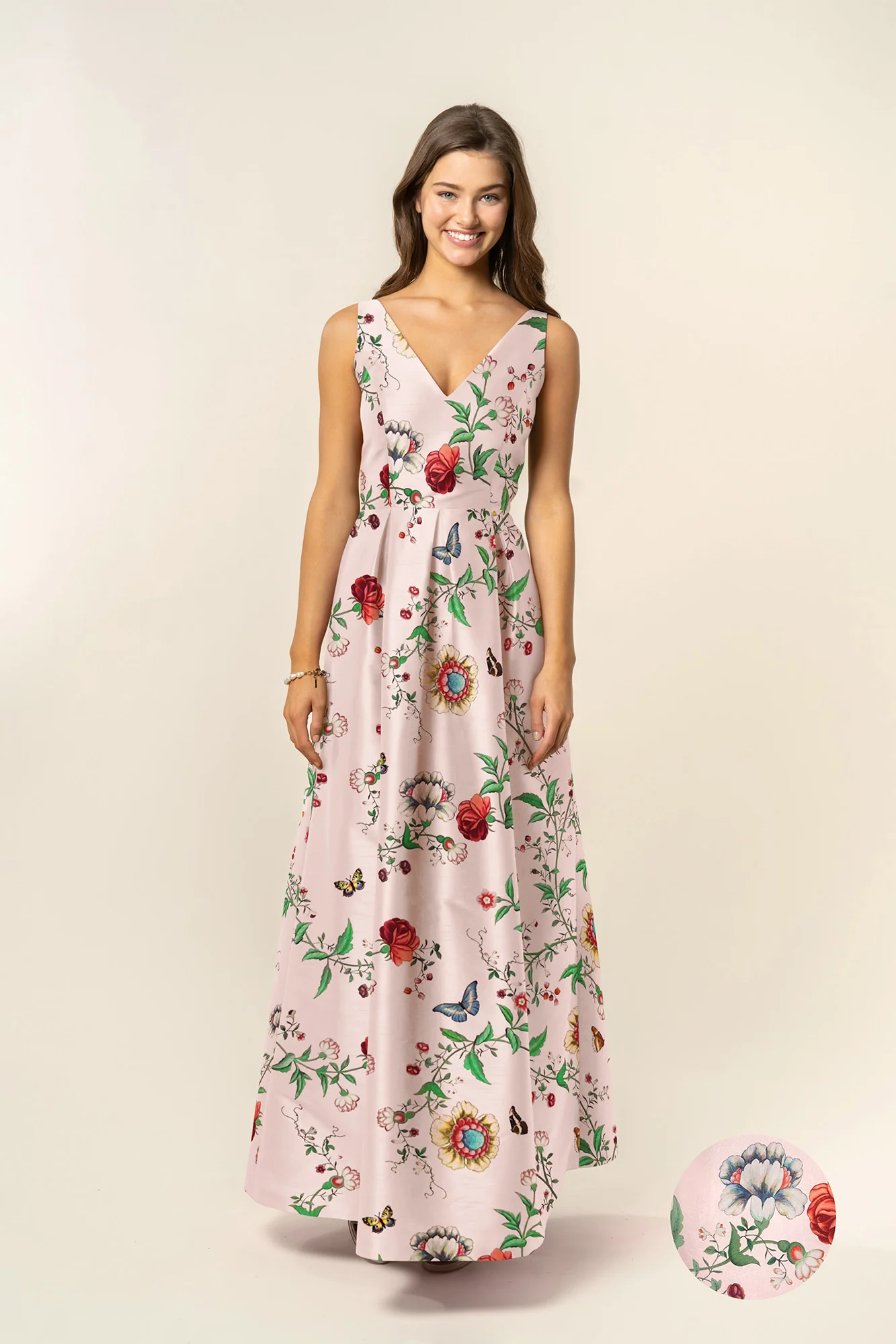 Harper Bodice with Dahlia Skirt Long in Floral Vine Sateen - Image 3
