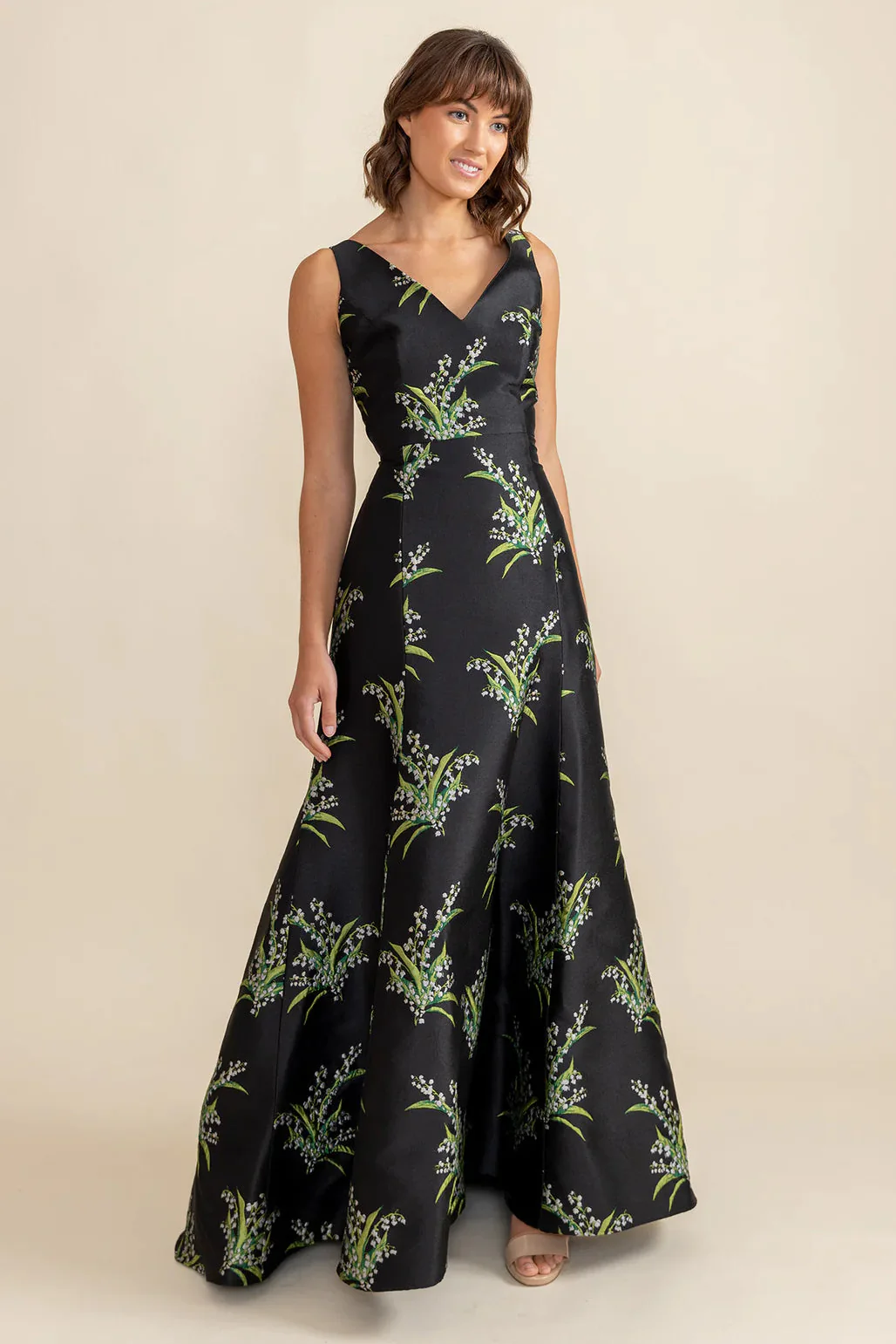 Harper Bodice with Trumpet Skirt in Lily of the Valley Jacquard