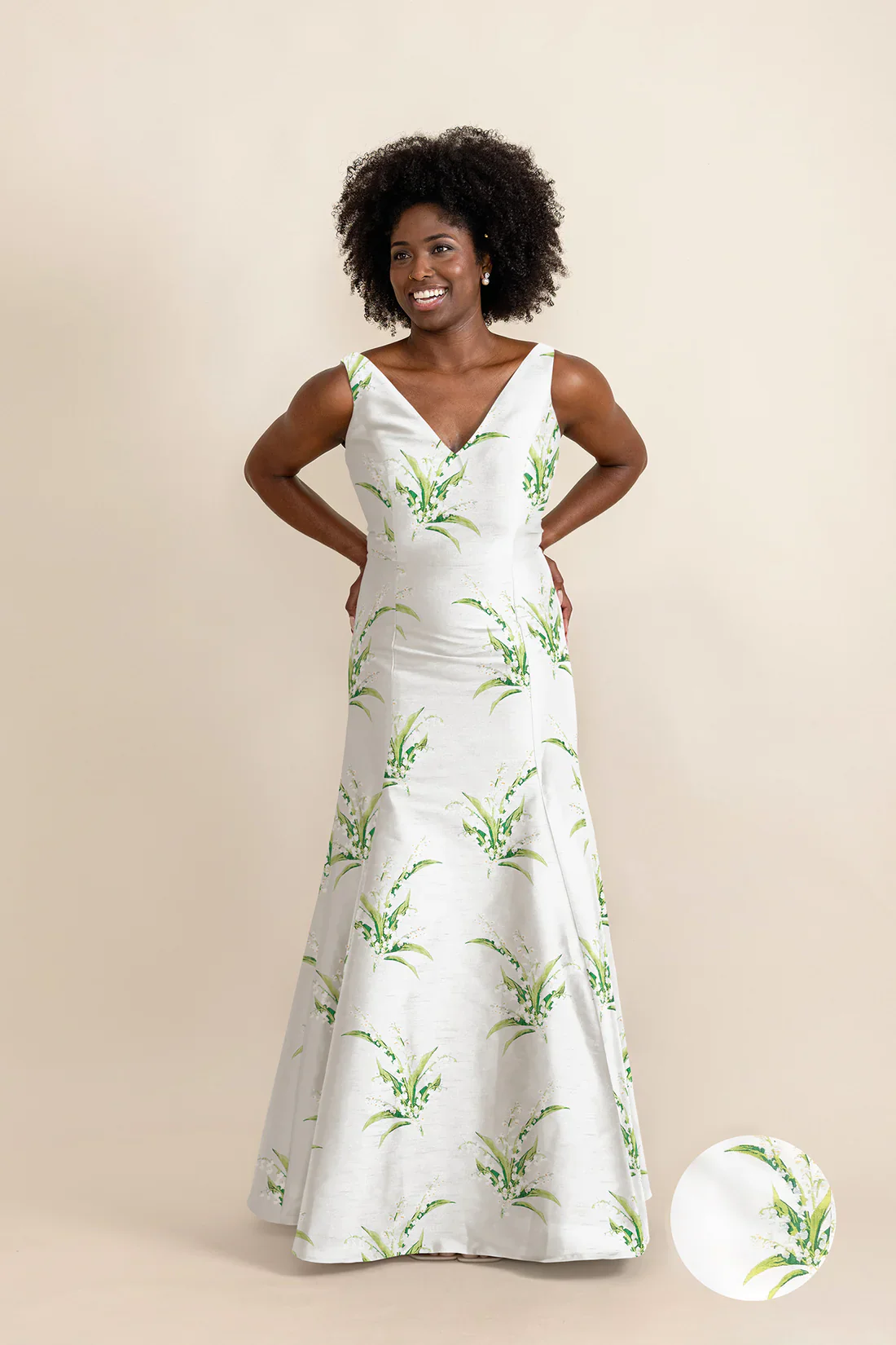 Harper Bodice with Trumpet Skirt in Lily of the Valley Jacquard - Image 2