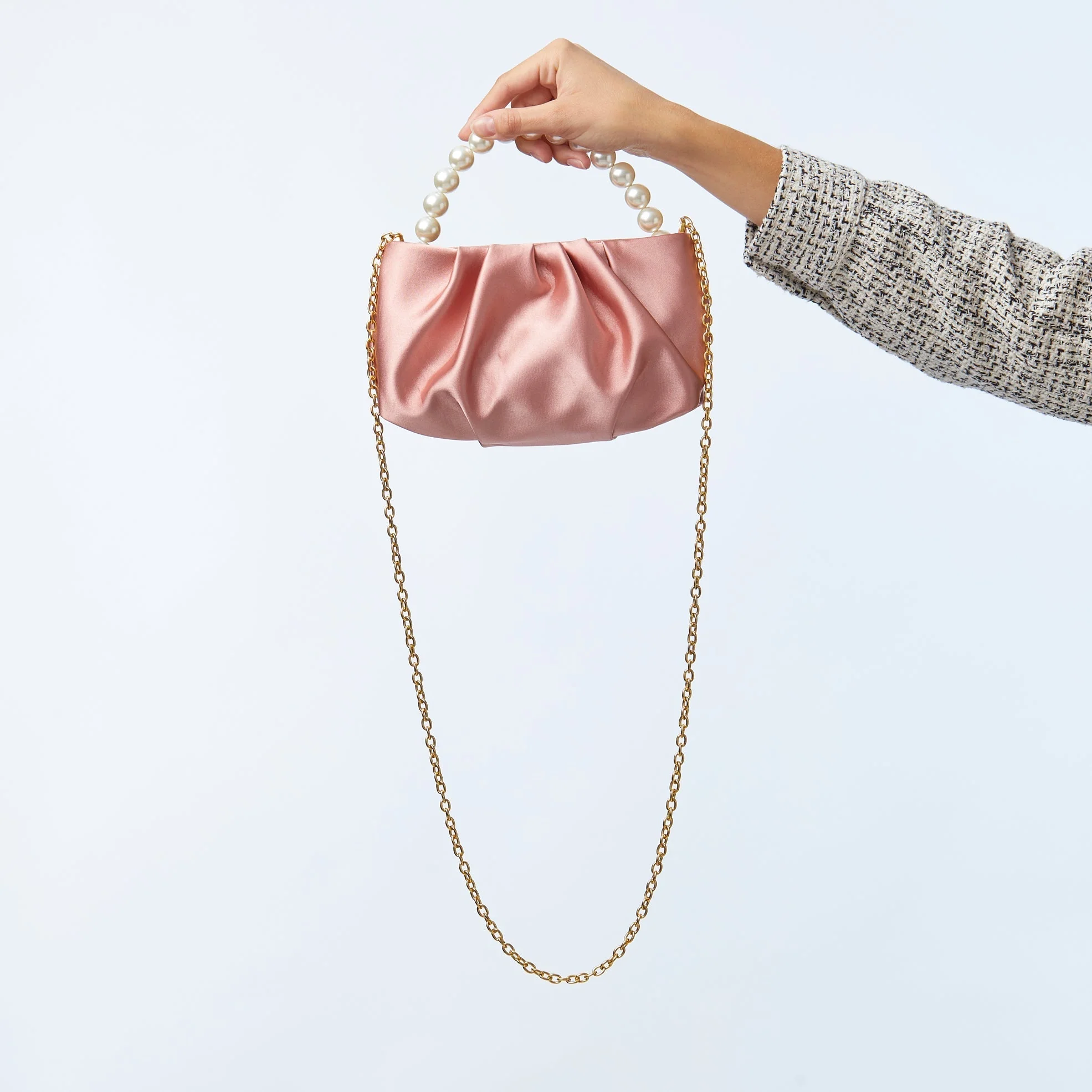 DUSTY ROSE MARLOWE SATIN EVENING POUCH - Image 7
