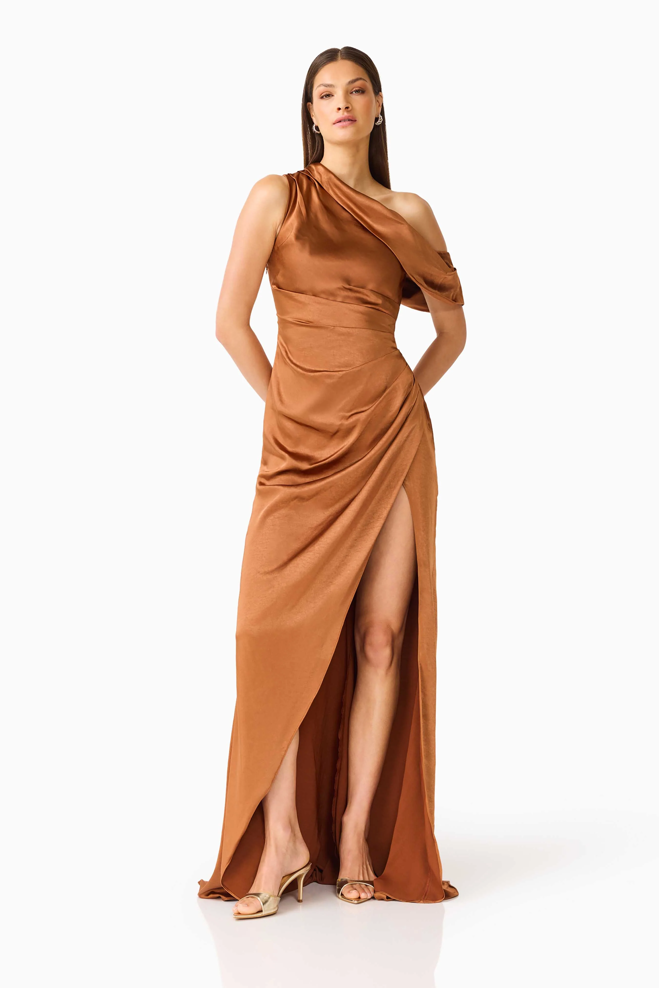 Isadora One Shoulder Gown in Brown - Image 4