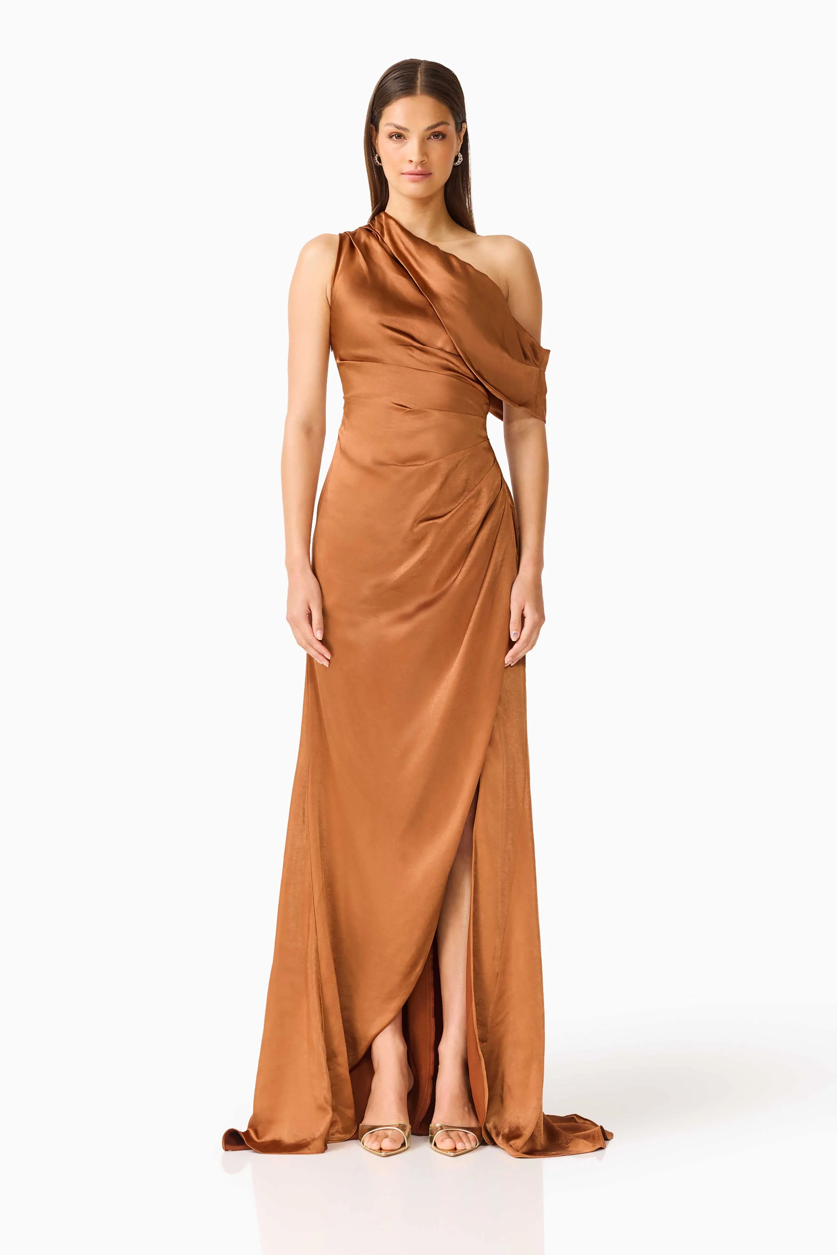 Isadora One Shoulder Gown in Brown - Image 5