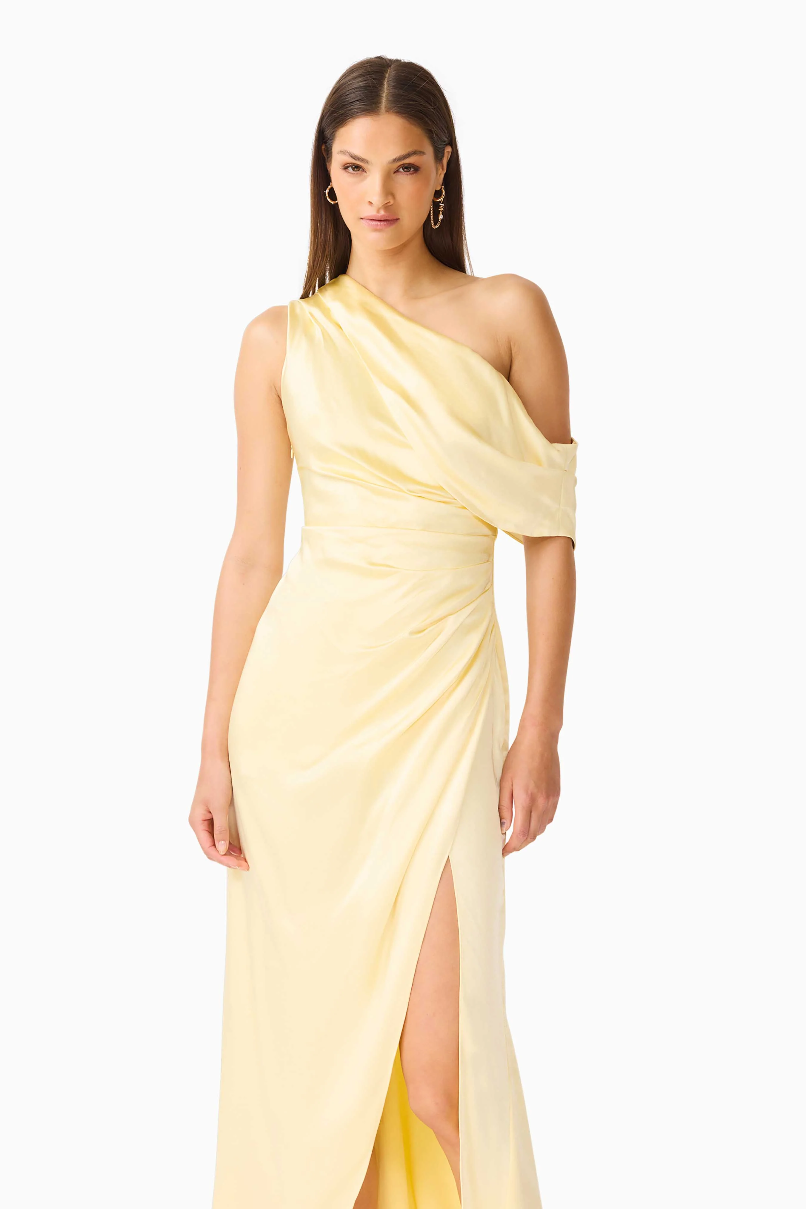 Isadora One Shoulder Gown in Butter Yellow - Image 4