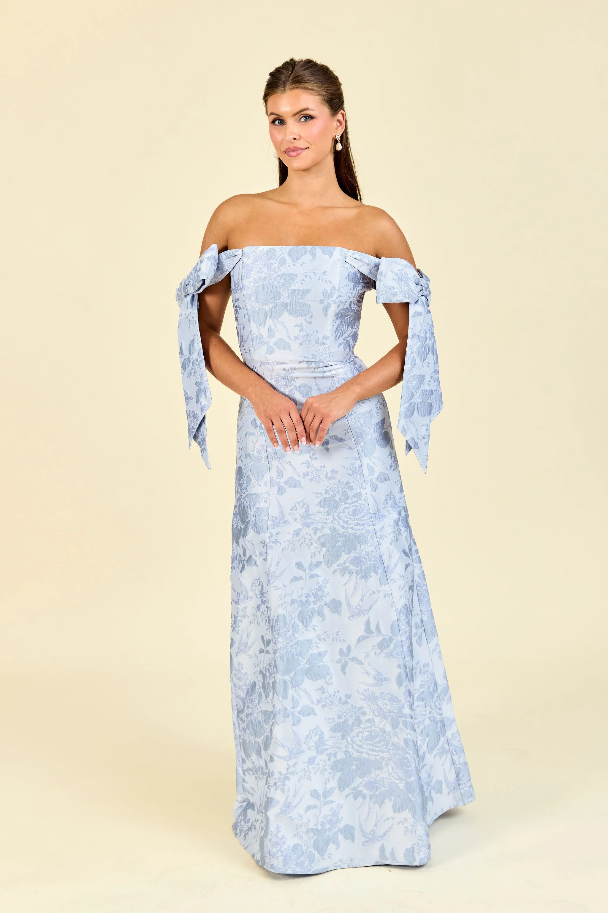 Julie Bodice with Flute Skirt in Garden Flora Jacquard