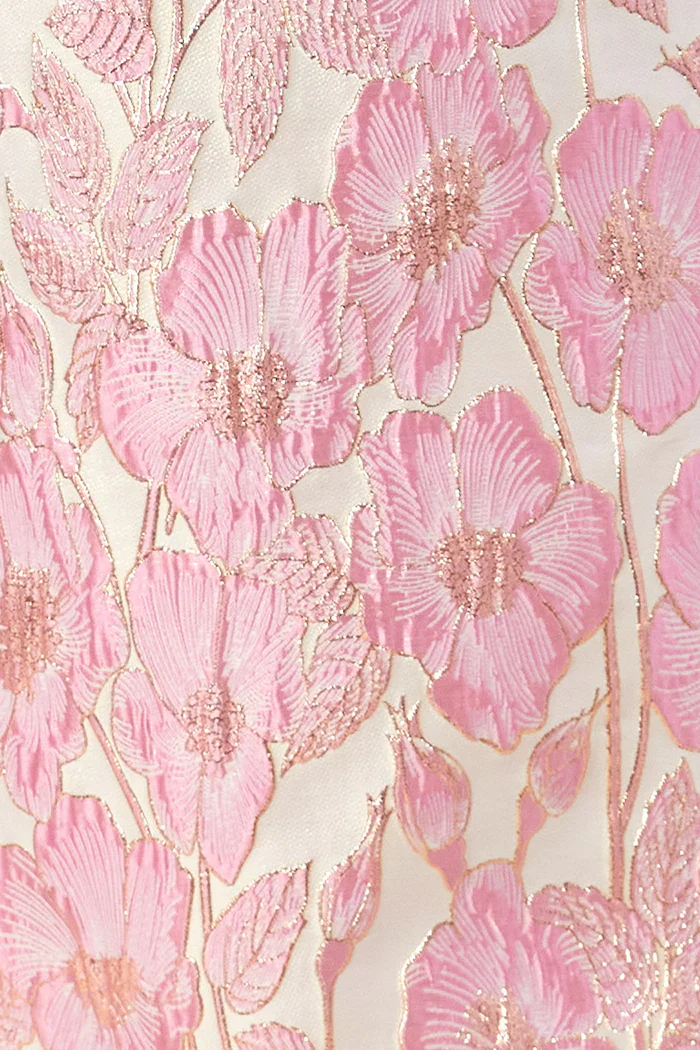 Julie Bodice with Flute Skirt in Metallic Floral Jacquard - Image 2