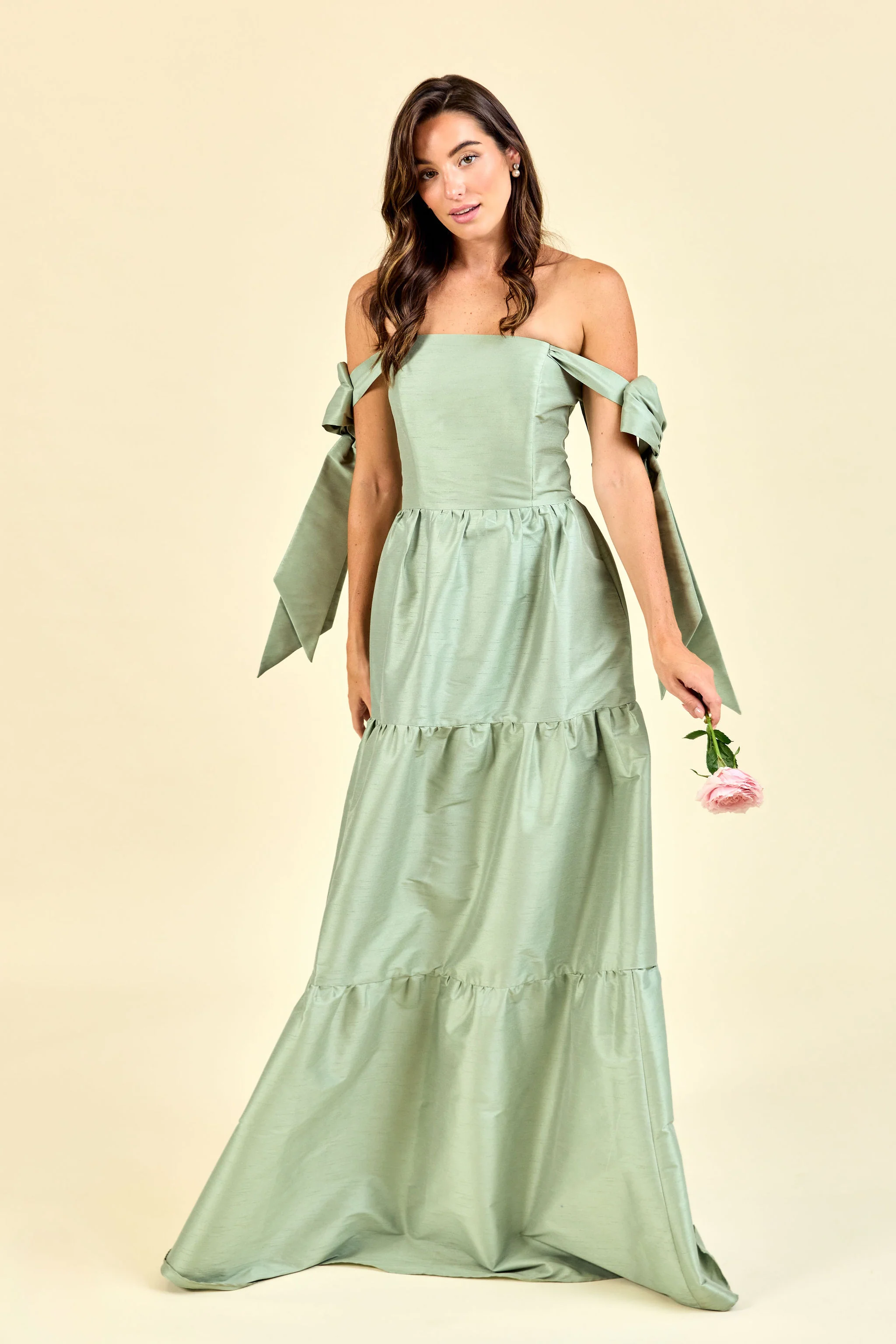 Julie Bodice with Tiered Skirt in Shantung