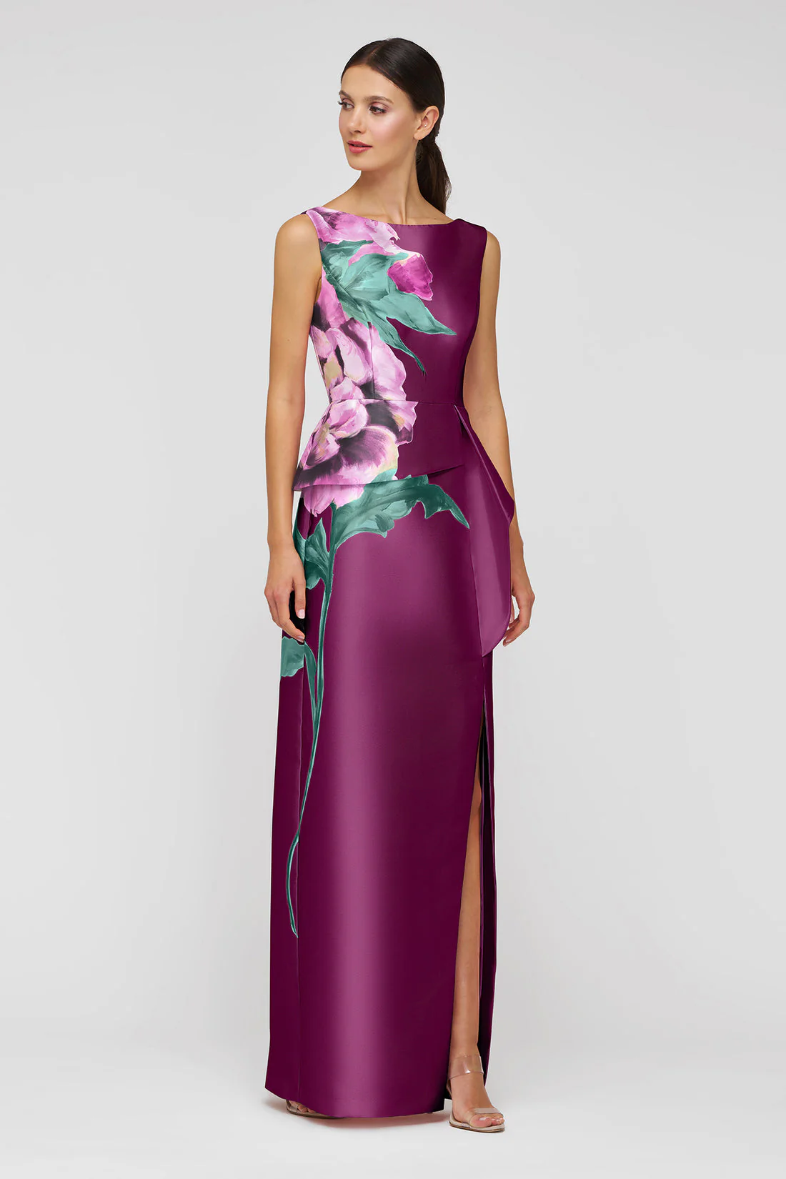 Kay Unger Luciana Column Gown in Mulberry - Image 3