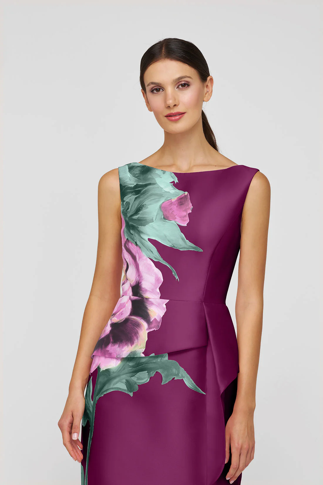 Kay Unger Luciana Column Gown in Mulberry - Image 4