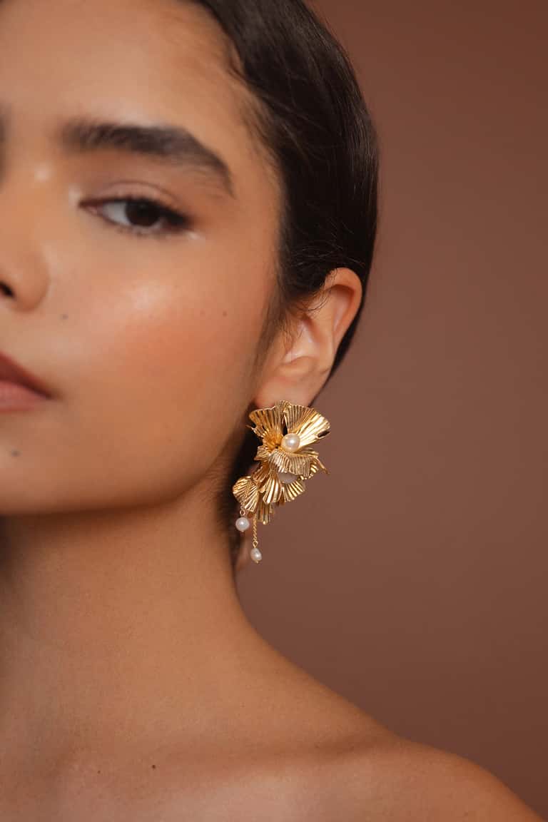 Lotus Floral Statement Earring - Image 3
