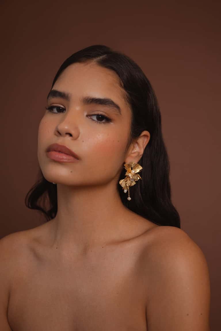 Lotus Floral Statement Earring - Image 4