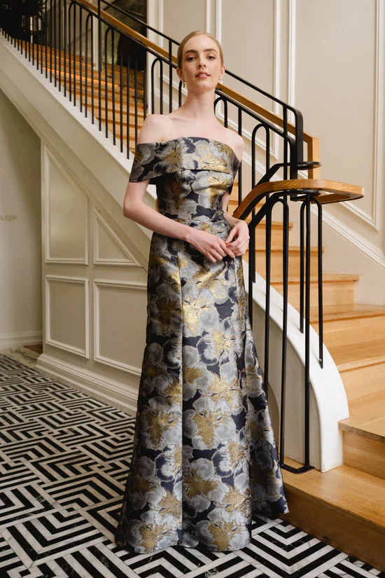 LulaKate Christy Evening Dress in Midnight Shimmer Floral - Image 6