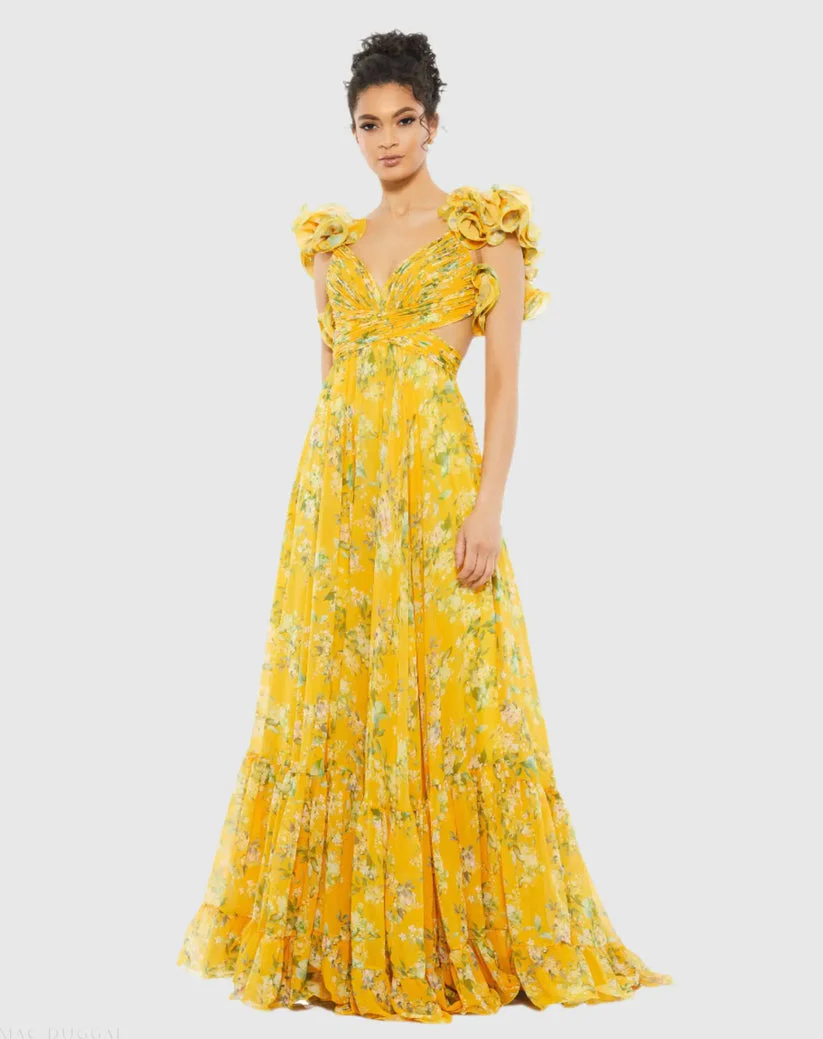 Mac Duggal Dress 67803 in Lemon Multi