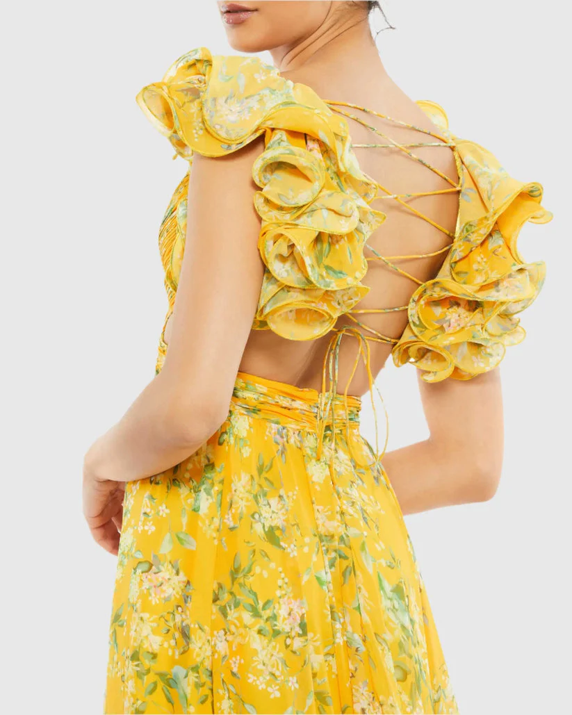 Mac Duggal Dress 67803 in Lemon Multi - Image 2