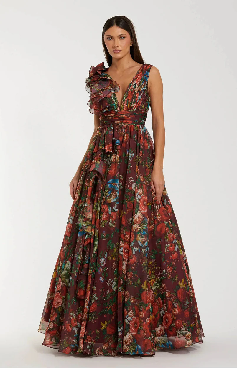 Mac Duggal Dress 68947 in Wine Multi