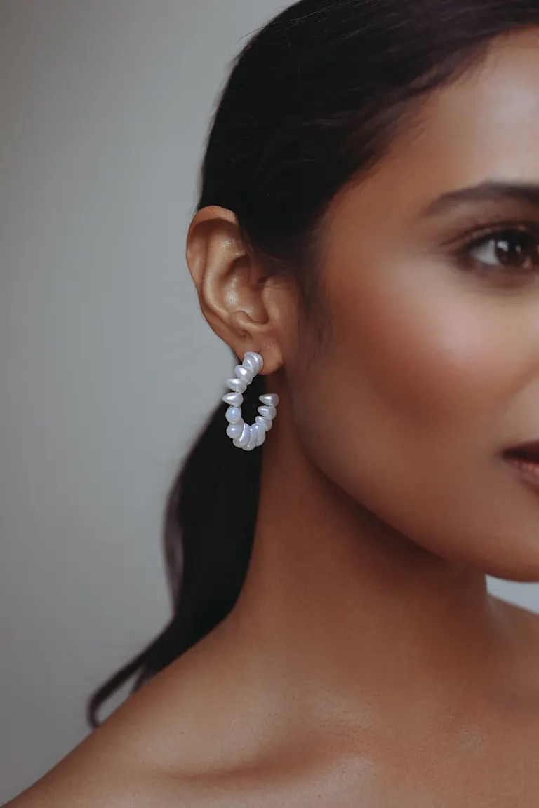 Monaco Pearl Hoop Earring