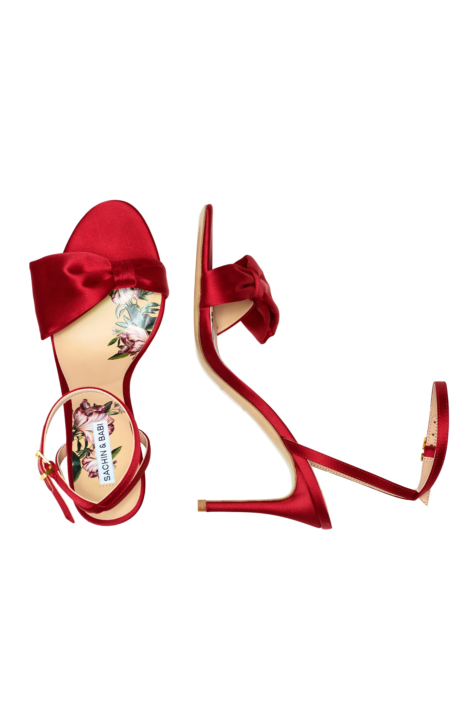 Sachin & Babi Chelsea Heel Obi-Bow Open Toe in Holly Red