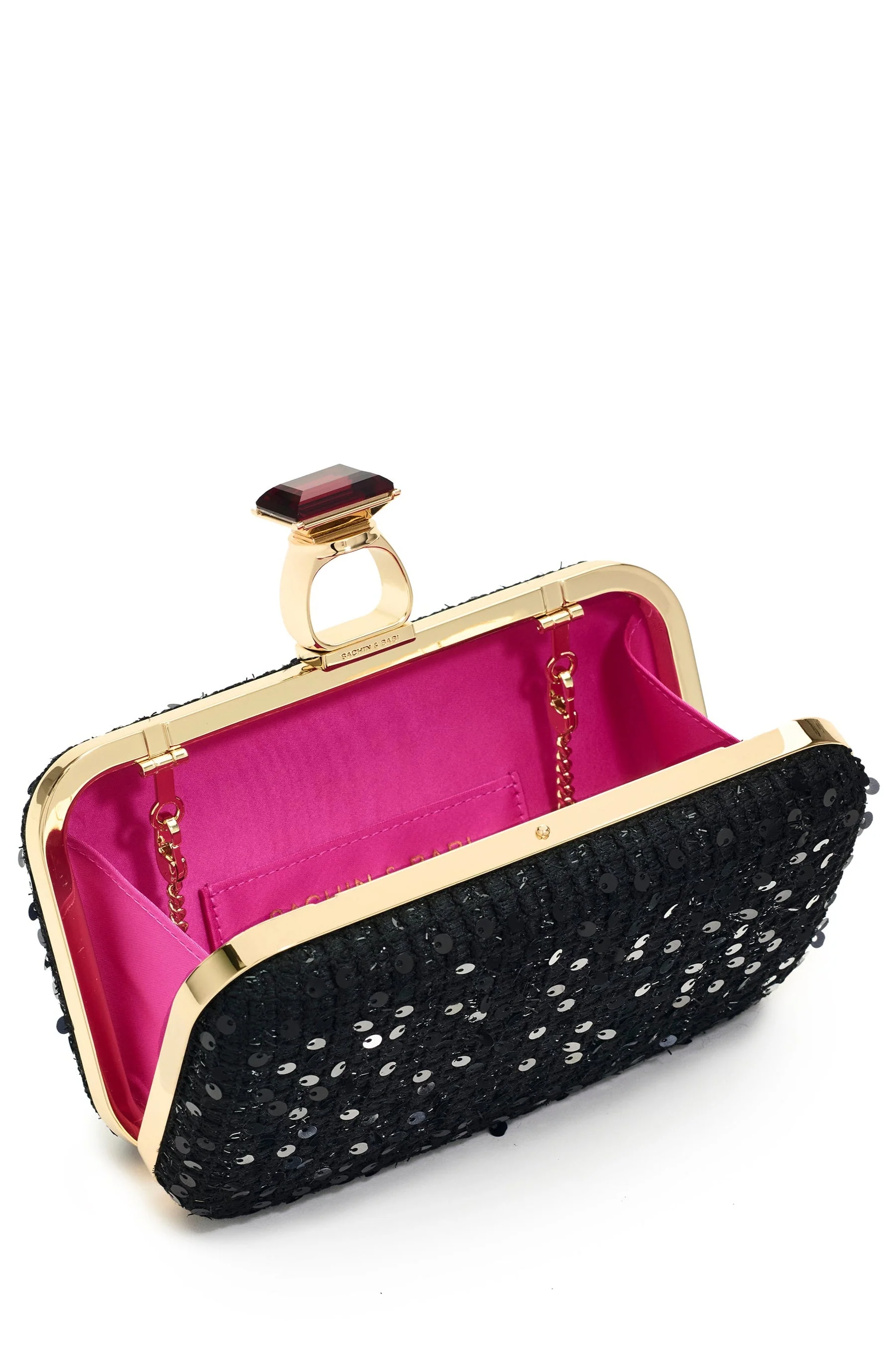 Sachin & Babi On The Rocks Clutch in Black Sequins - Image 5