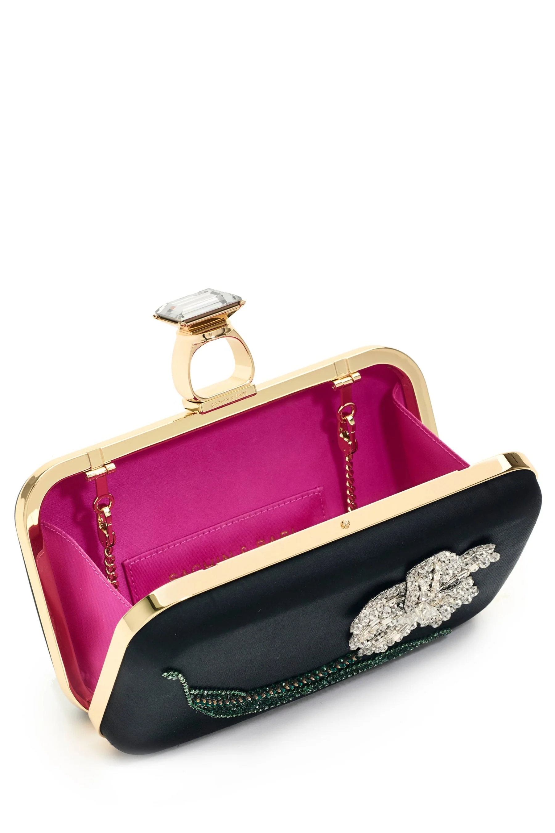 Sachin & Babi On The Rocks with Rose Clutch in Black - Image 5