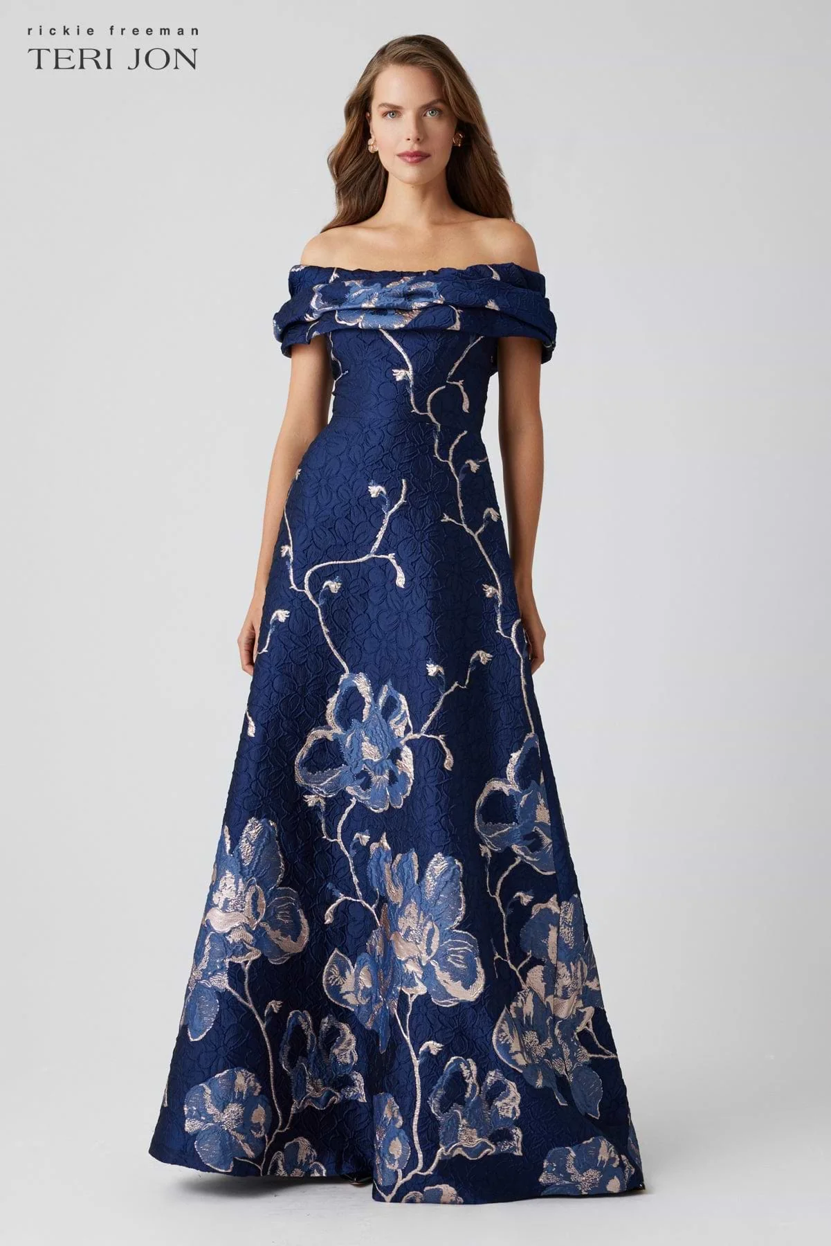 Teri Jon Dress 246007 in Navy Multi - Image 4