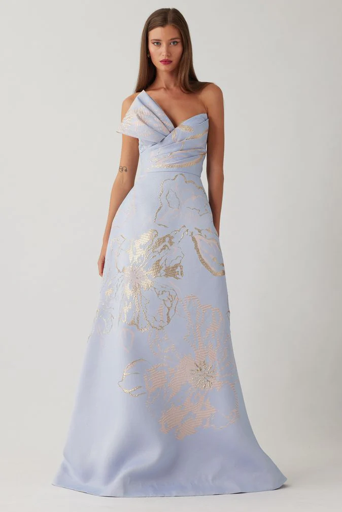 Teri Jon Dress 266025 in Light Blue Multi