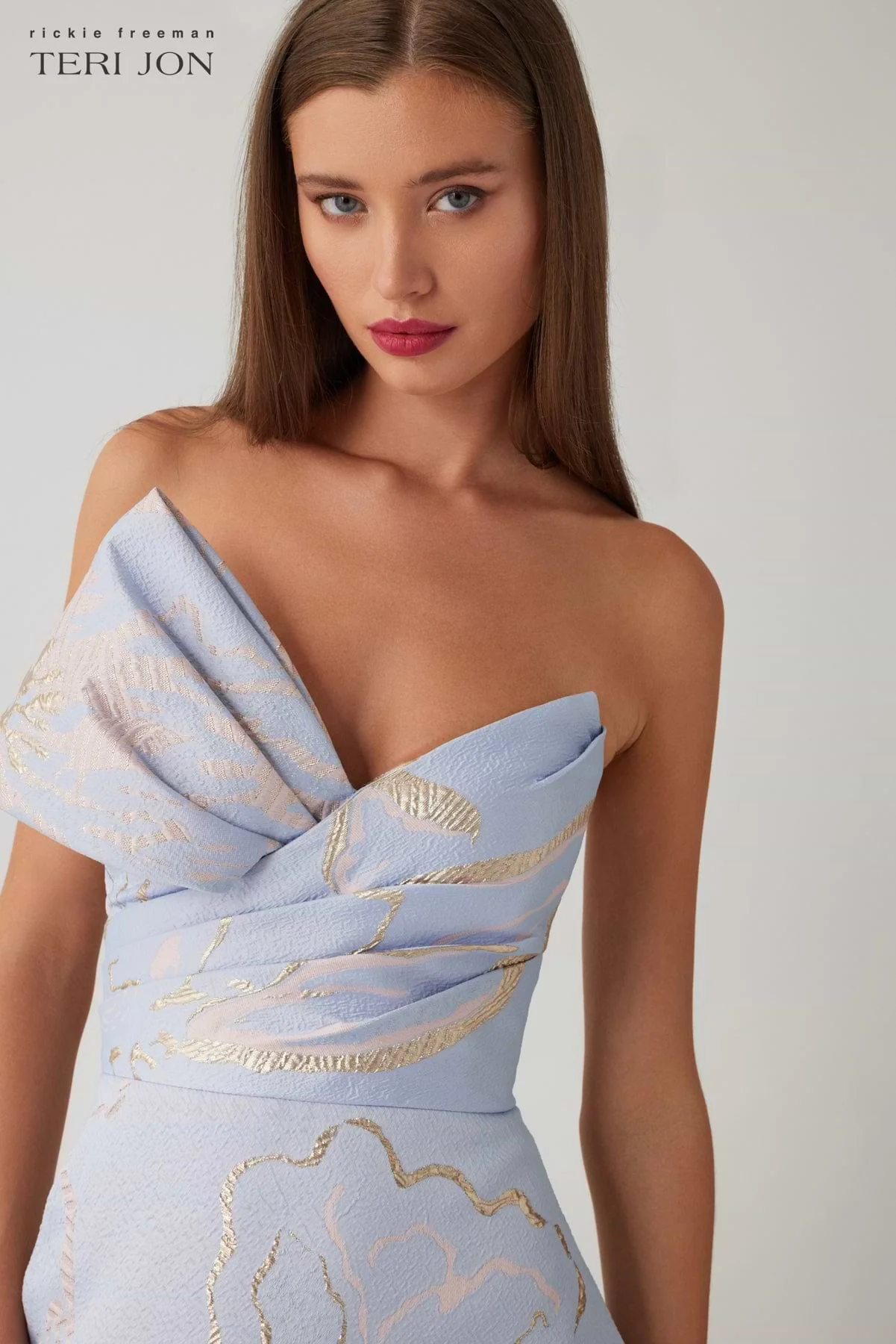 Teri Jon Dress 266025 in Light Blue Multi - Image 2
